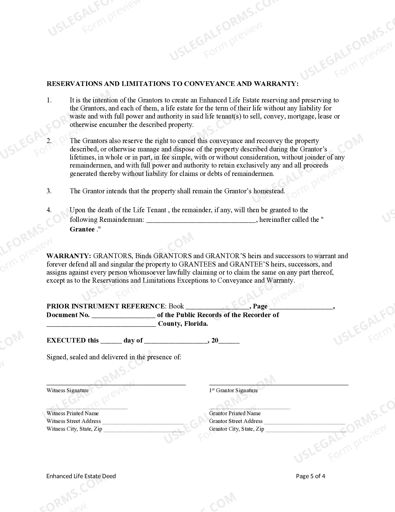 Preview Enhanced Life Estate or Lady Bird Deed - Two Individuals / Husband and Wife to Three Individuals