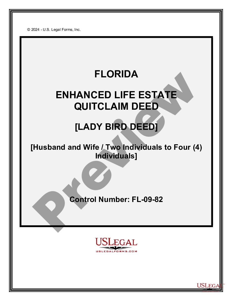 page 0 Enhanced Life Estate or Lady Bird Deed - Quitclaim - Two Individuals / Husband and Wife to Four Individuals preview