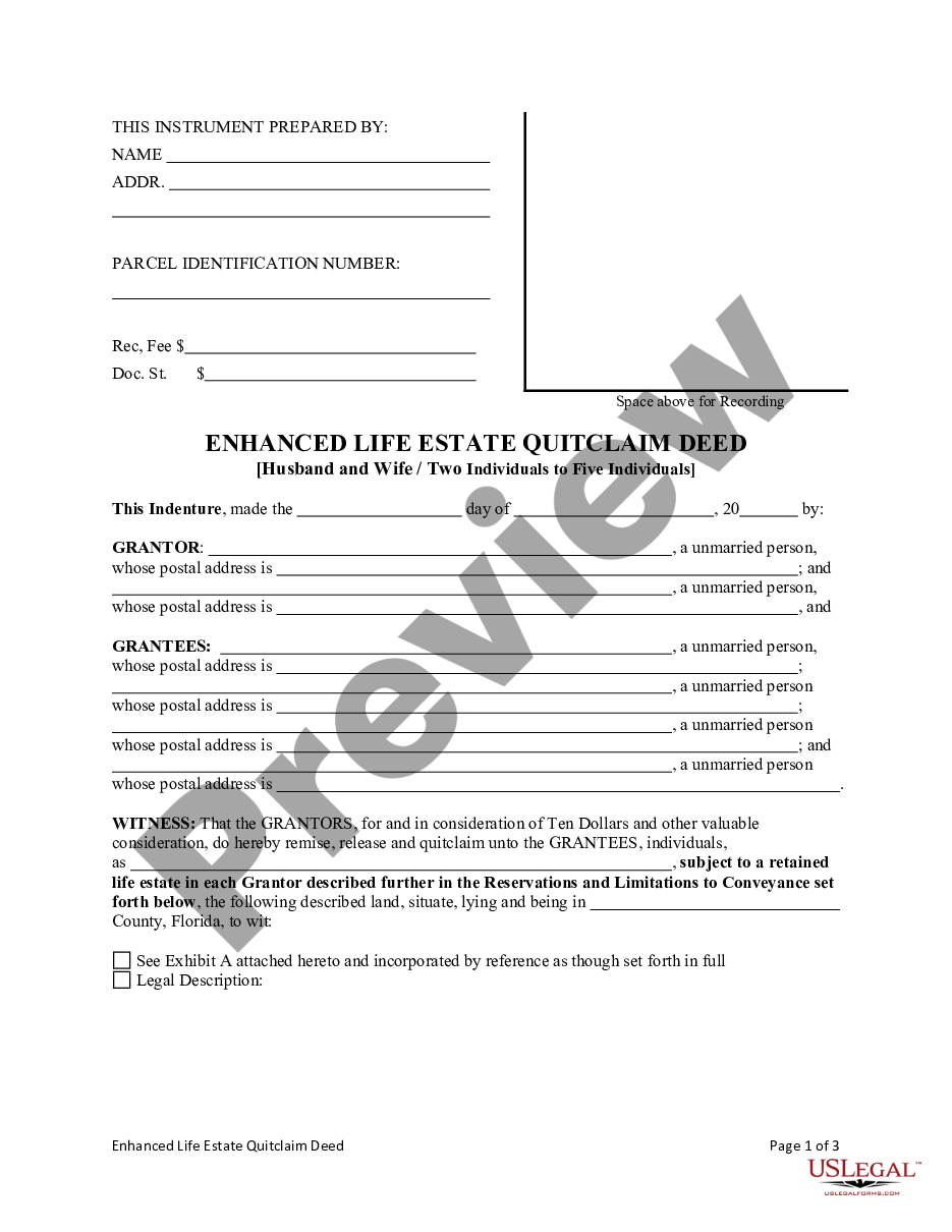 page 3 Enhanced Life Estate or Lady Bird Deed - Quitclaim - Two Individuals / Husband and Wife to Four Individuals preview