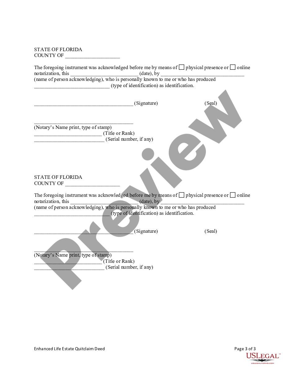 page 5 Enhanced Life Estate or Lady Bird Deed - Quitclaim - Two Individuals / Husband and Wife to Four Individuals preview