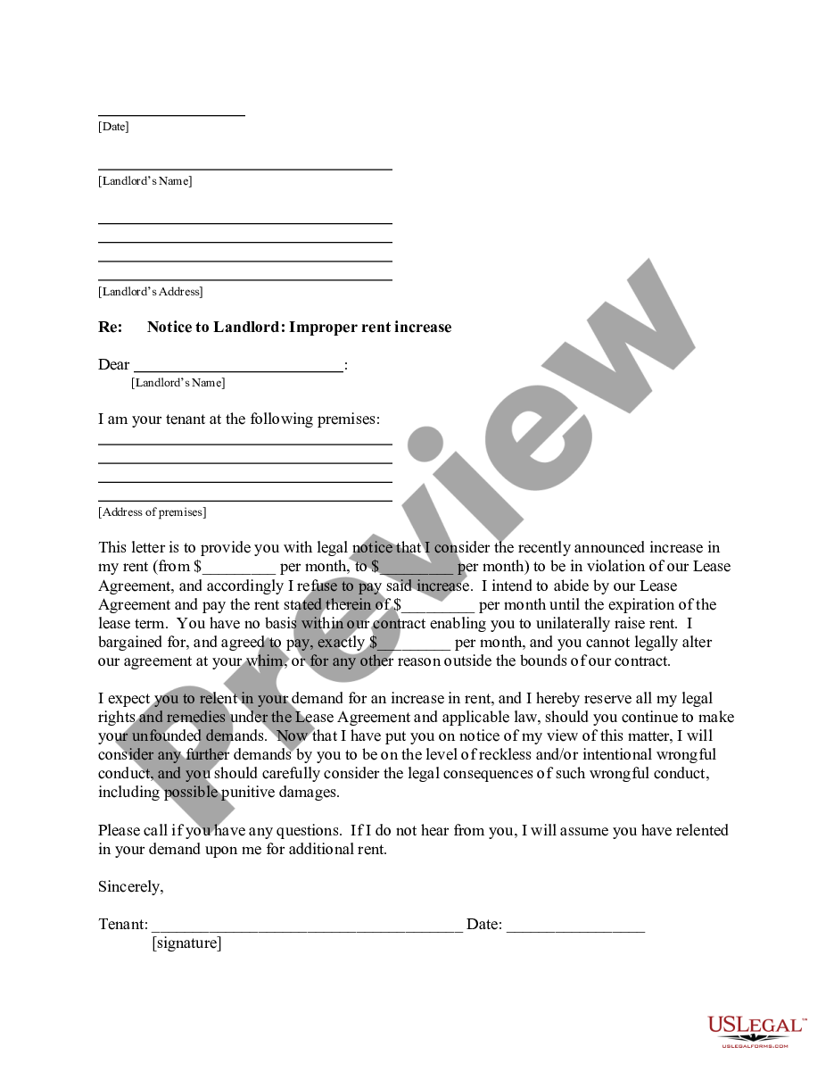 Notice Of Rent Increase Florida Form US Legal Forms