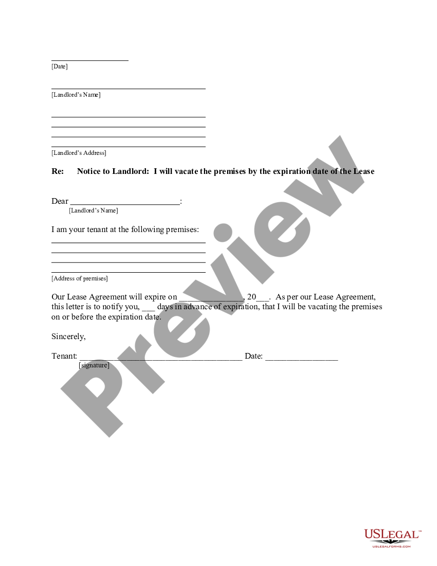 Florida Letter From Tenant To Landlord For 30 Day Notice To Landlord 