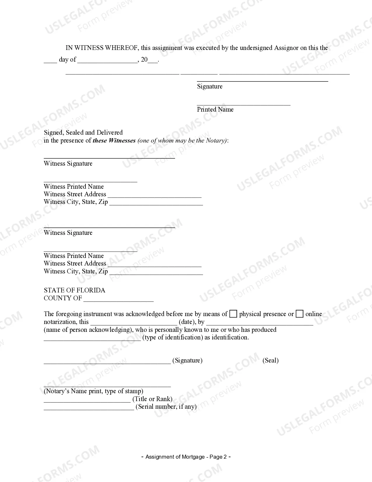 Preview Assignment of Mortgage by Individual Mortgage Holder