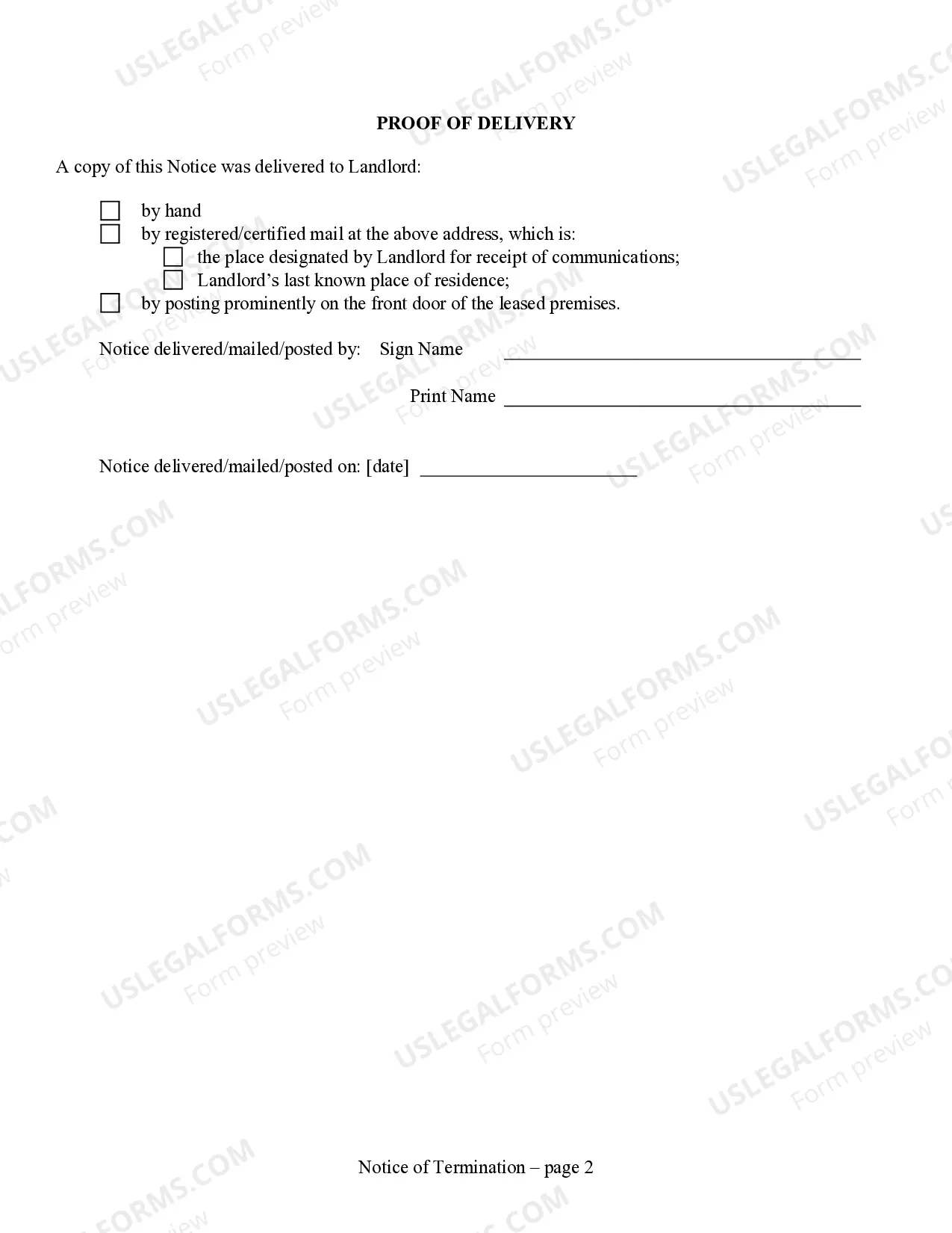Preview Notice to Terminate Month-to-Month Lease - Nonresidential - 15 days Notice from Tenant to Landlord