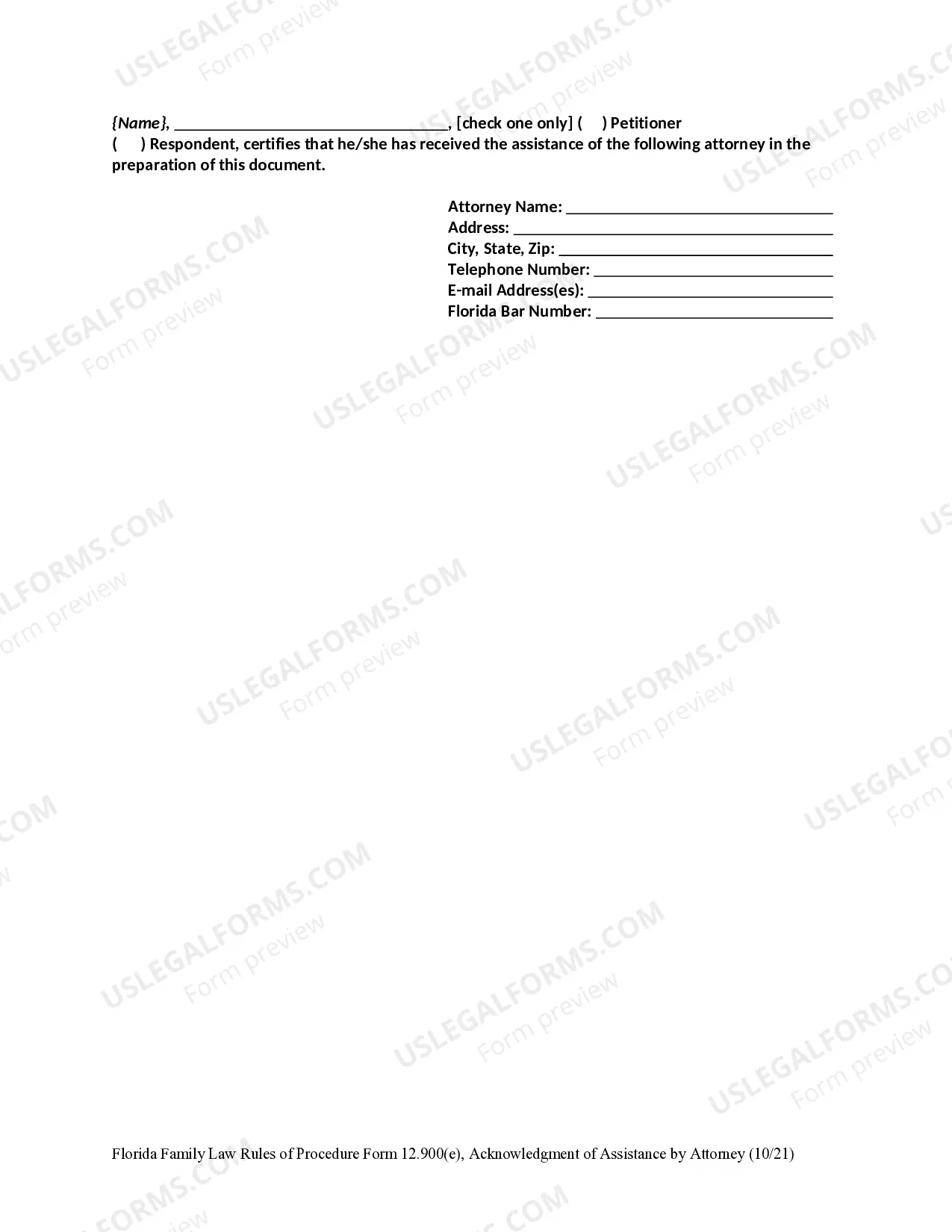 Preview Acknowledge of Assistance by Attorney