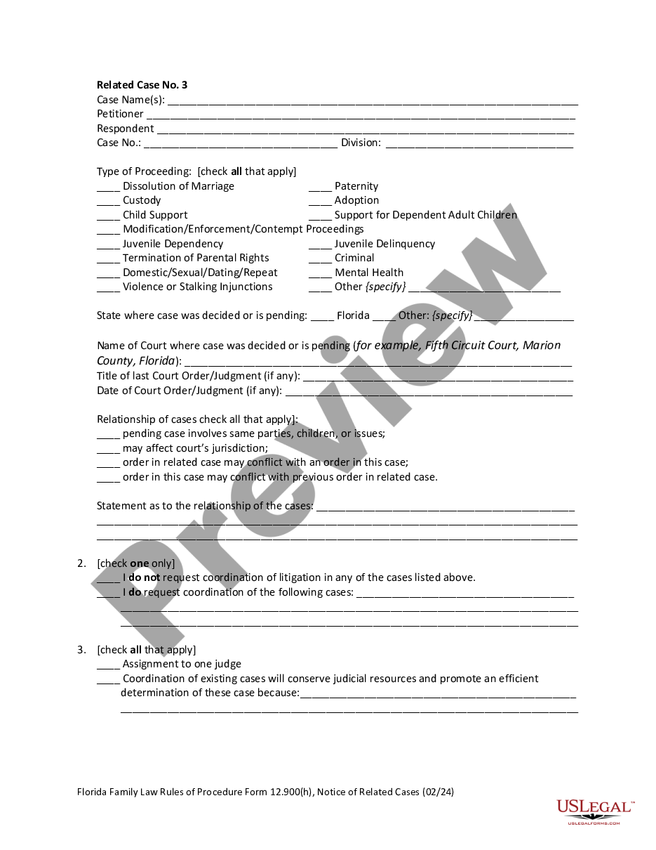 Port St. Lucie Florida Notice of Related Cases  US Legal Forms