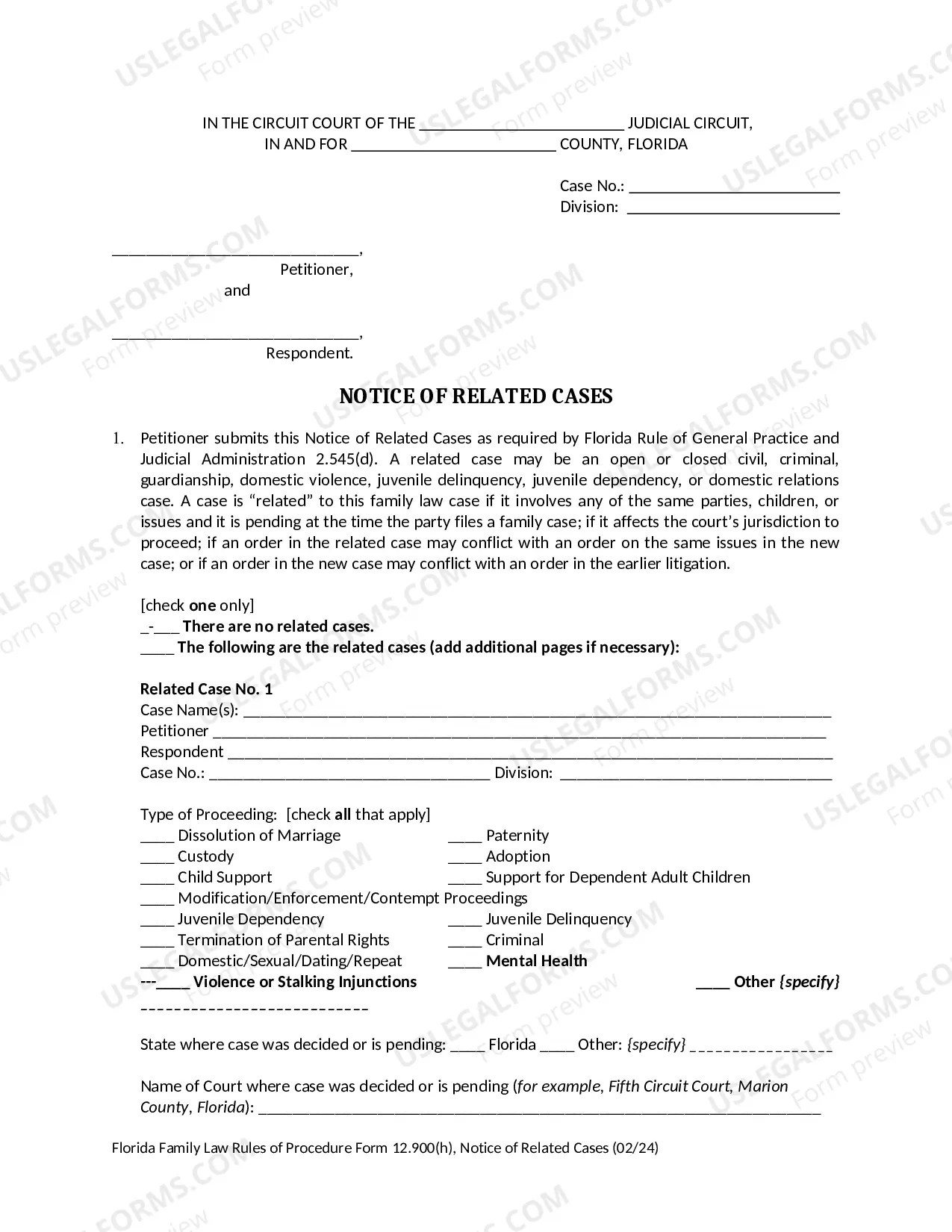 Preview Notice of Related Cases