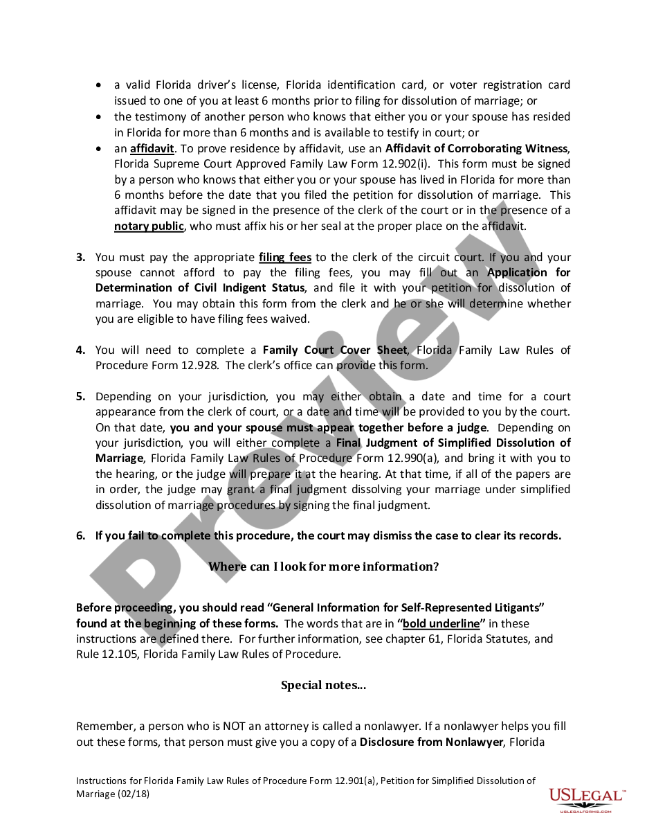 page 1 Petition for Simplified Dissolution of Marriage preview