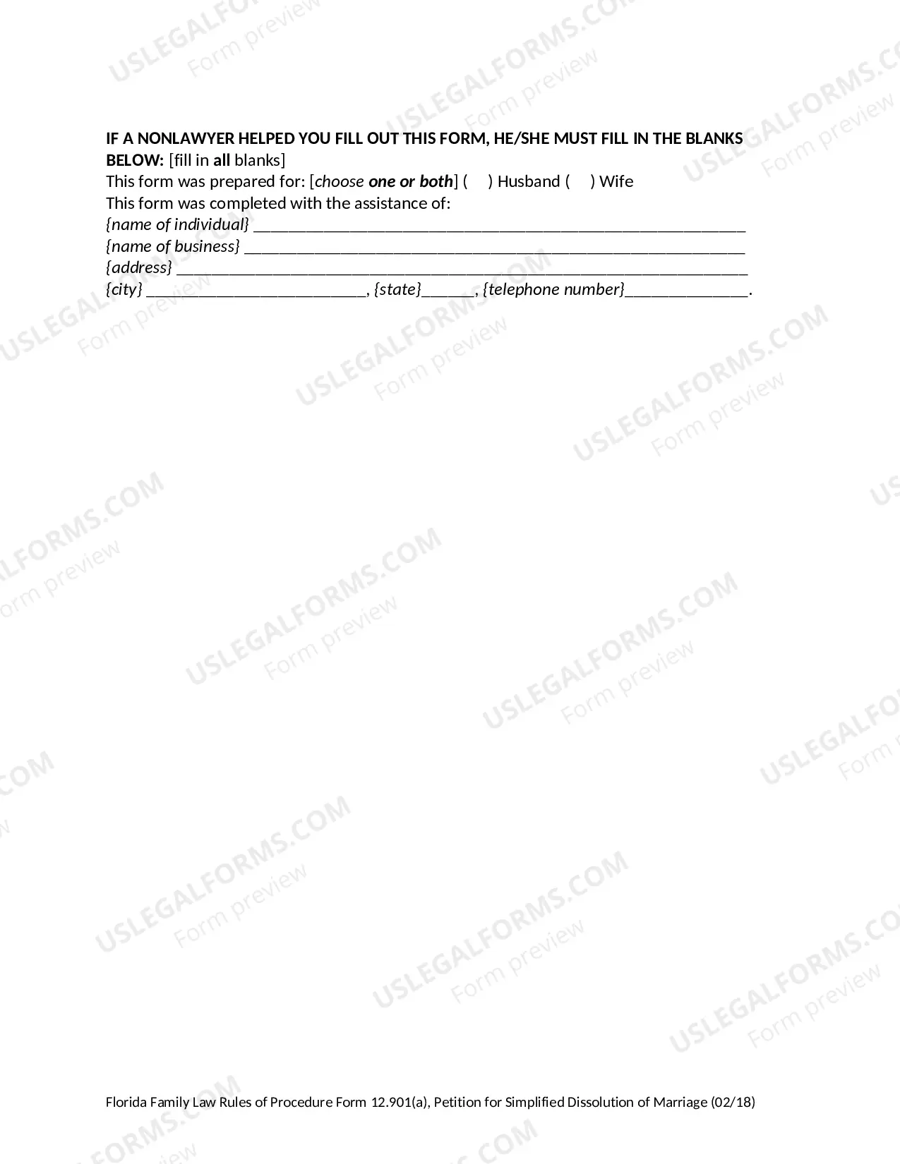 Preview Petition for Simplified Dissolution of Marriage