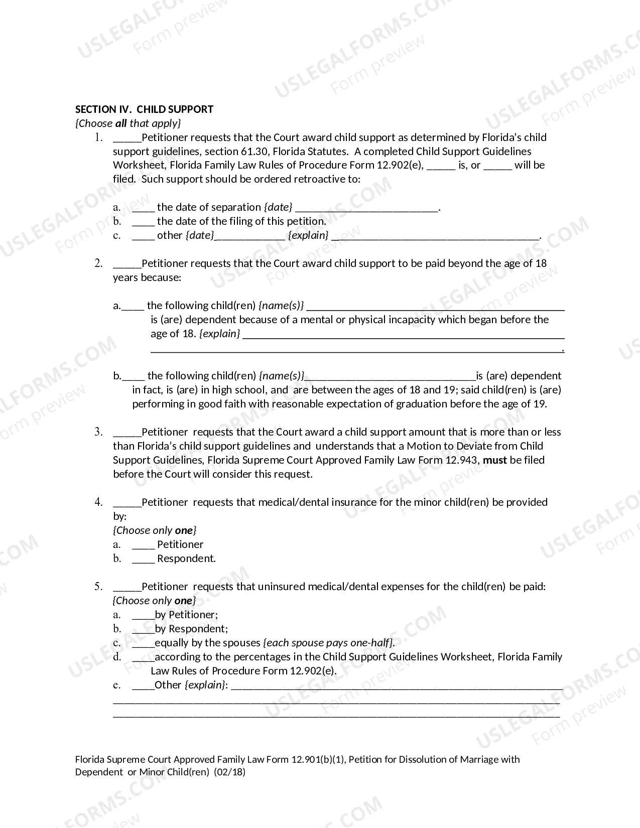 Preview Petition for Dissolution of Marriage with Dependent or Minor Children