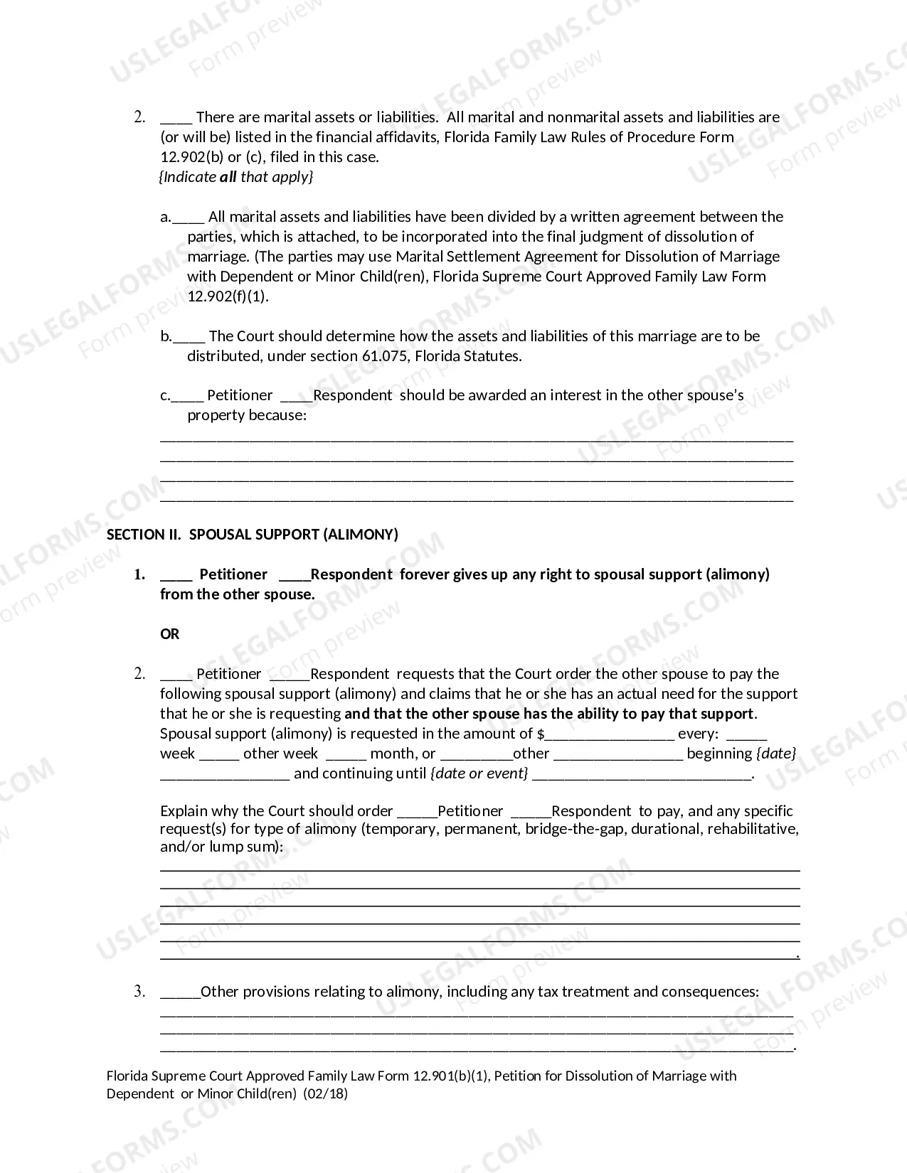 Preview Petition for Dissolution of Marriage with Dependent or Minor Children