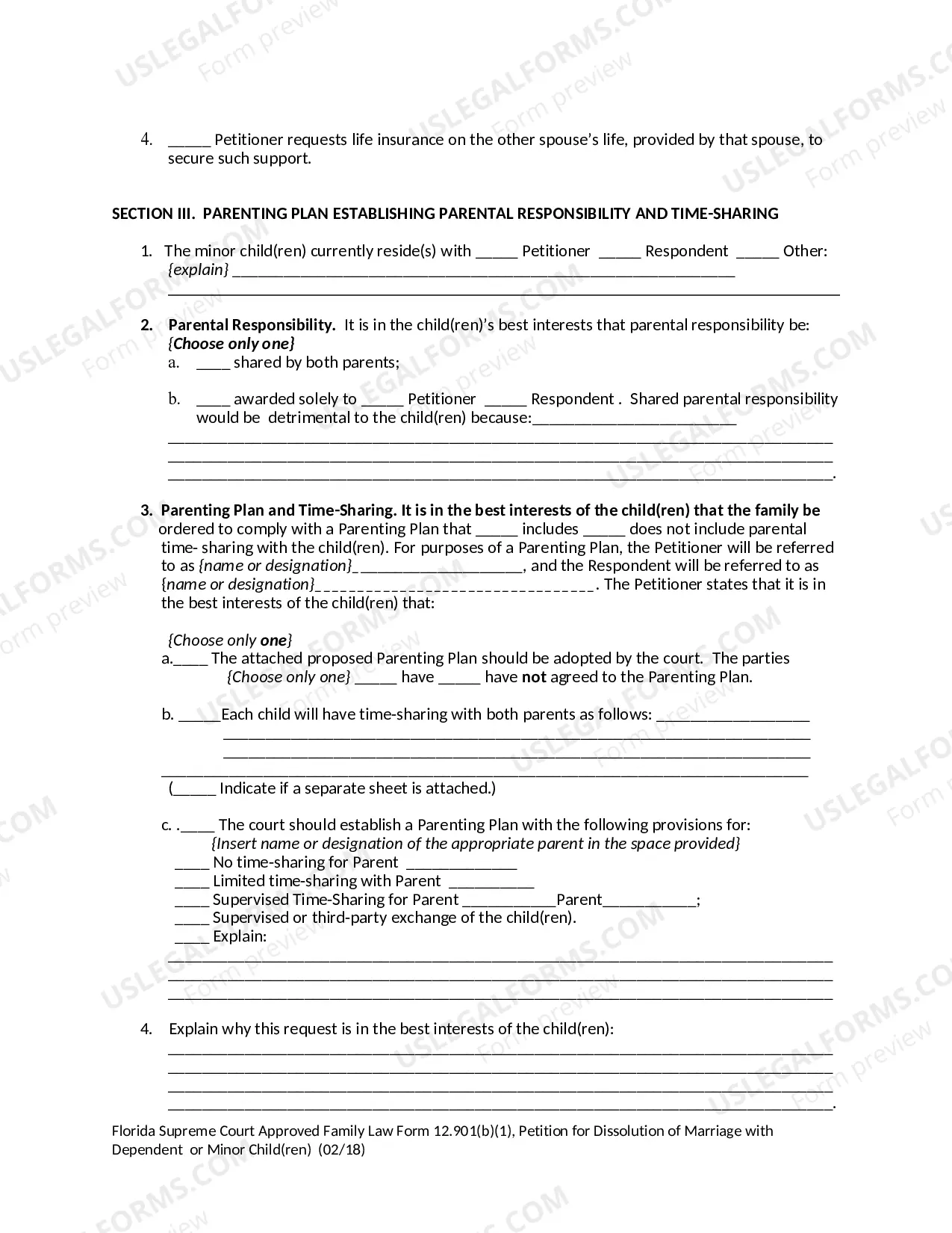 Preview Petition for Dissolution of Marriage with Dependent or Minor Children