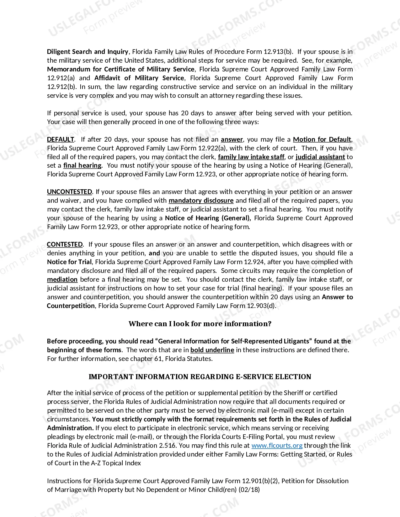 Preview Petition for Dissolution of Marriage with Property but No Dependent or Minor Children