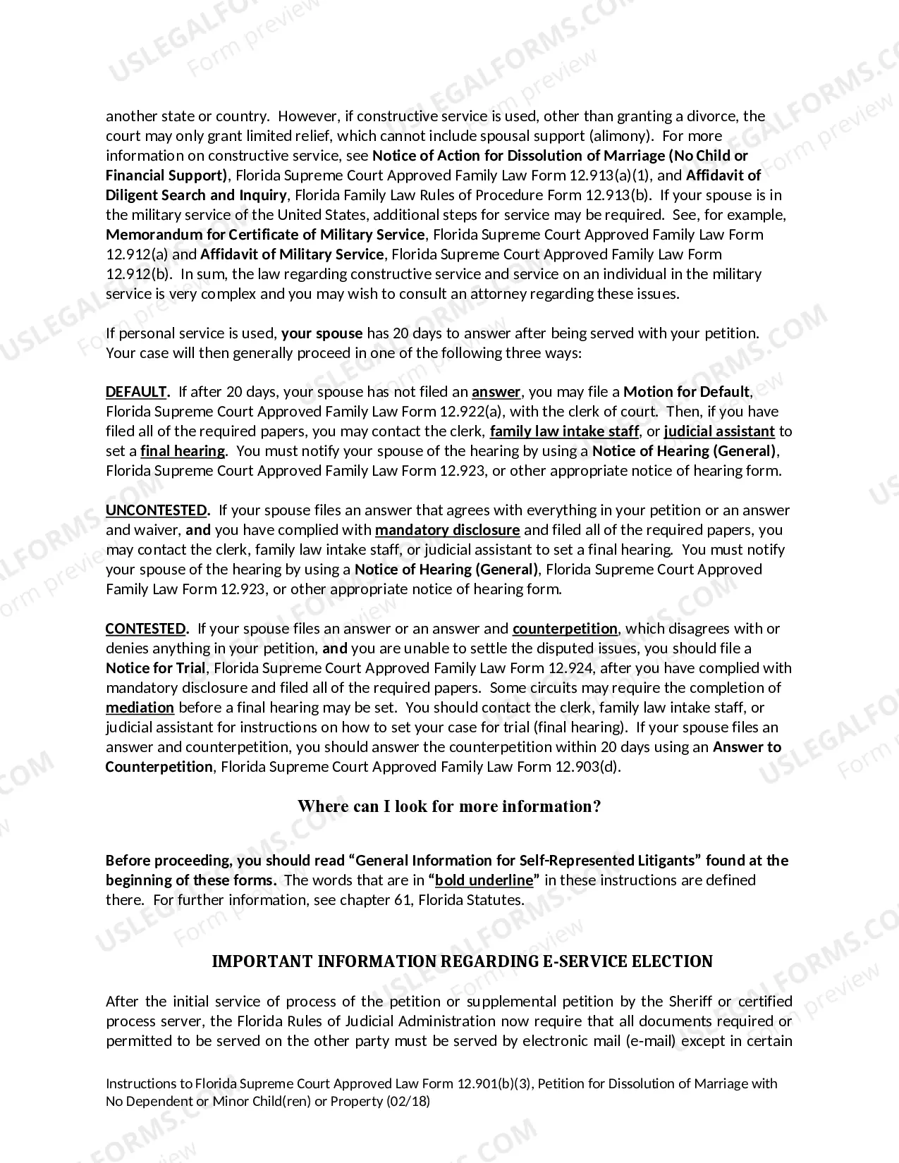 Preview Petition for Dissolution of Marriage with No Dependent or Minor Children or Property