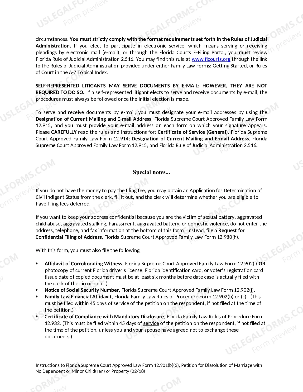Preview Petition for Dissolution of Marriage with No Dependent or Minor Children or Property