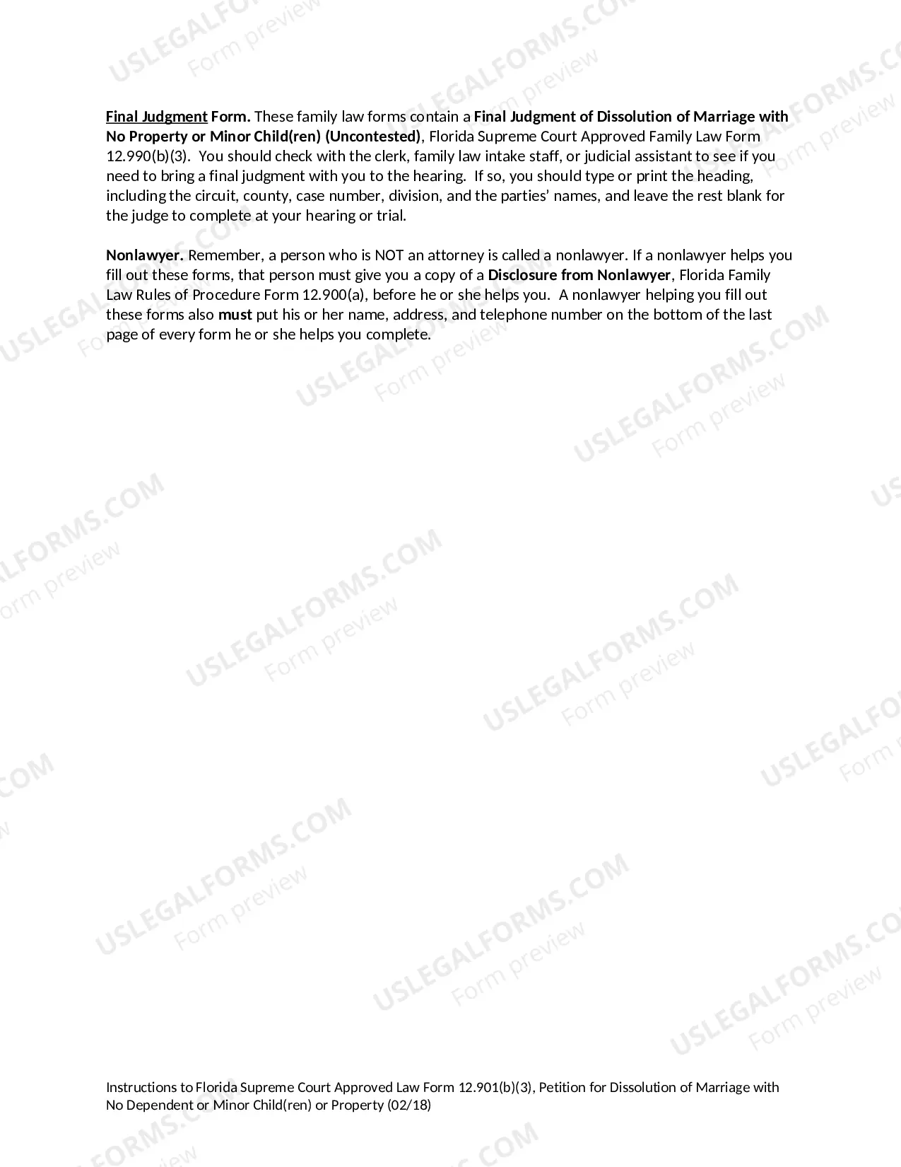 Preview Petition for Dissolution of Marriage with No Dependent or Minor Children or Property