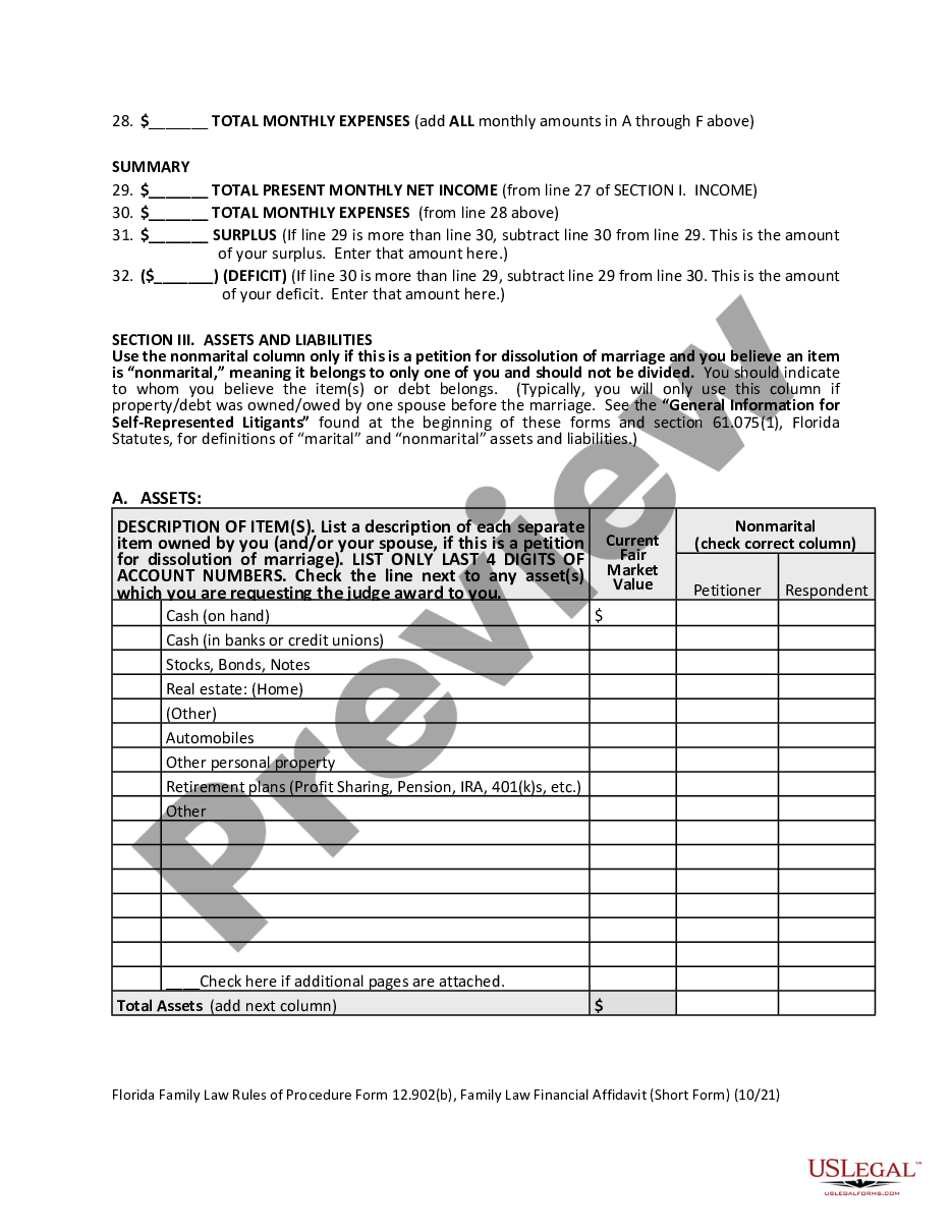 page 6 Family Law Financial Affidavit - Short Form preview