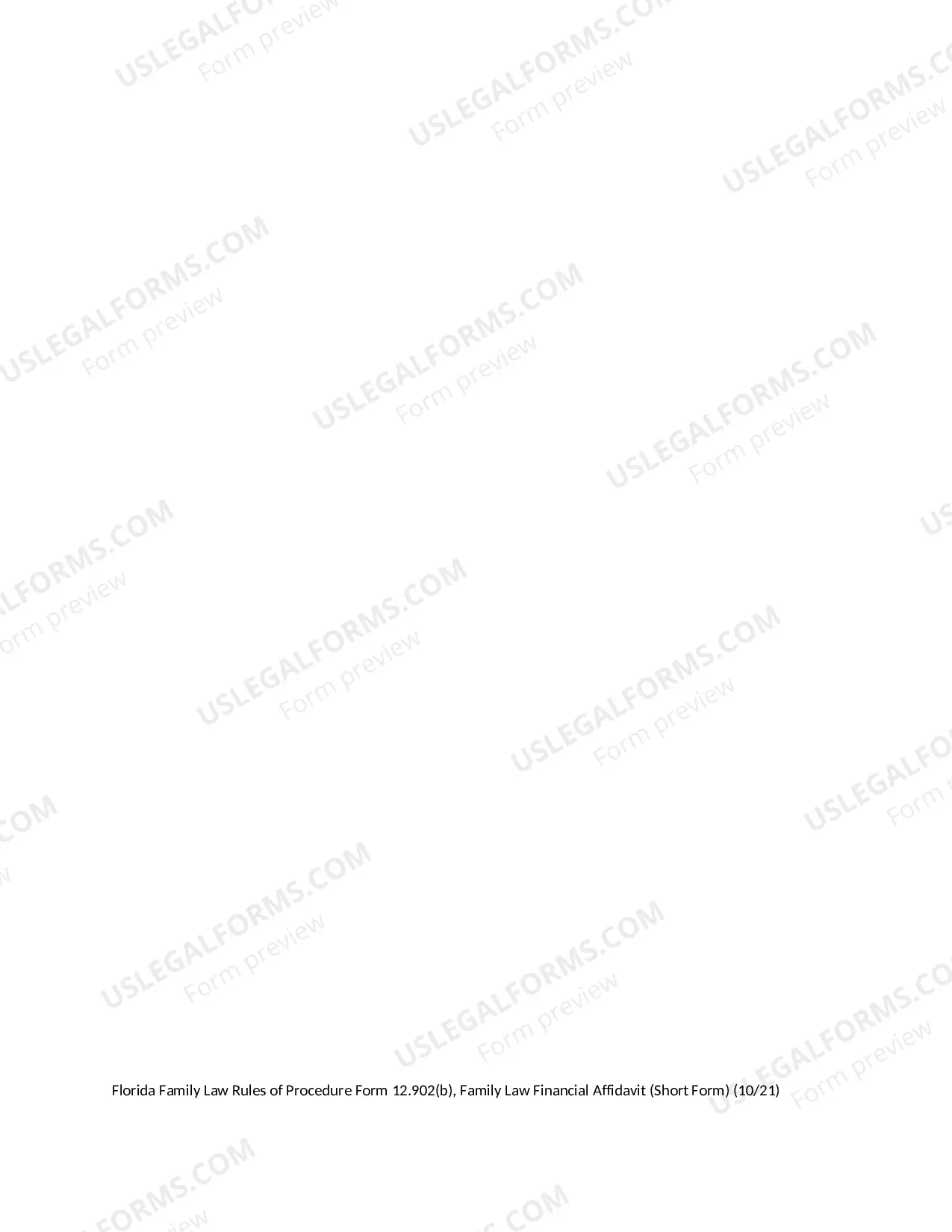 Preview Family Law Financial Affidavit - Short Form