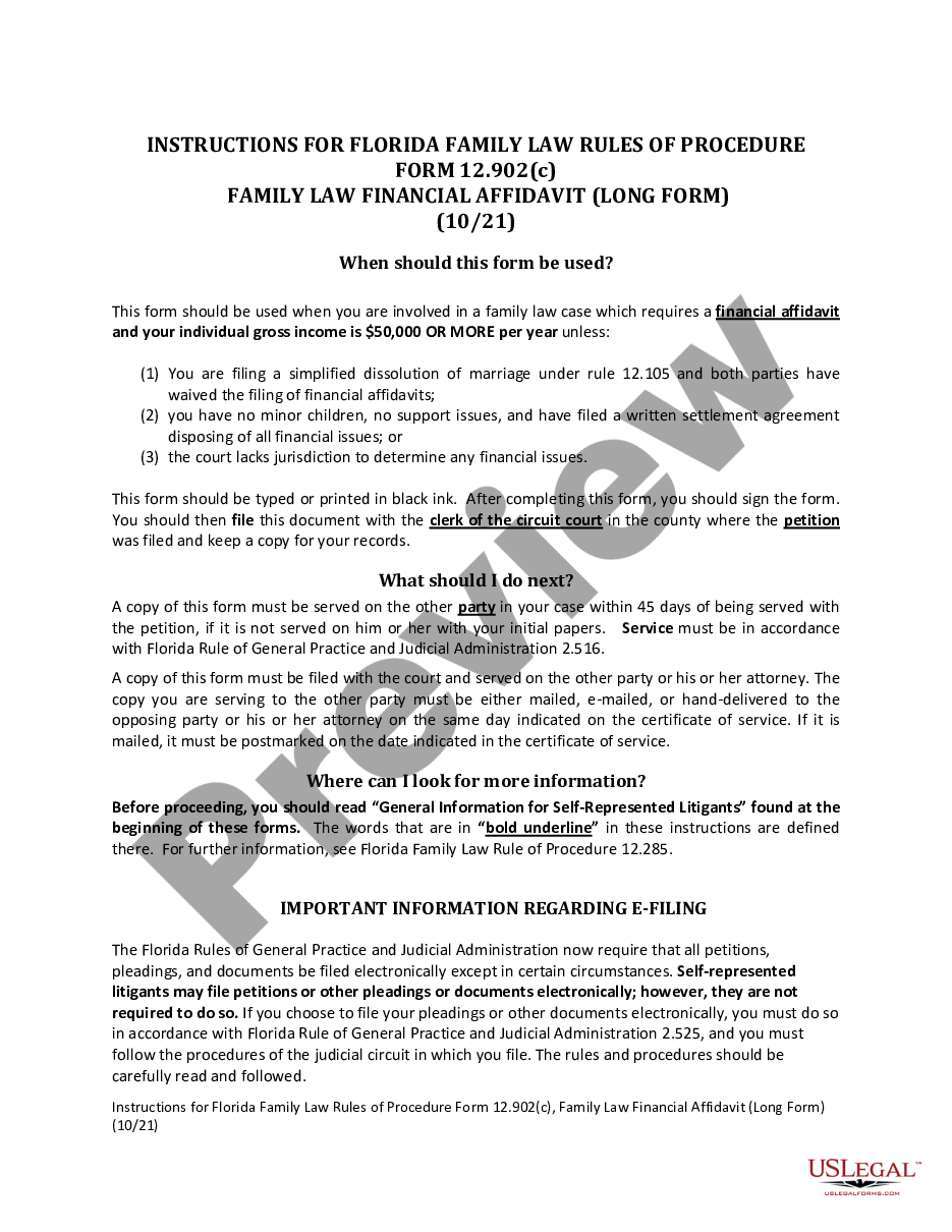 page 0 Family Law Financial Affidavit preview