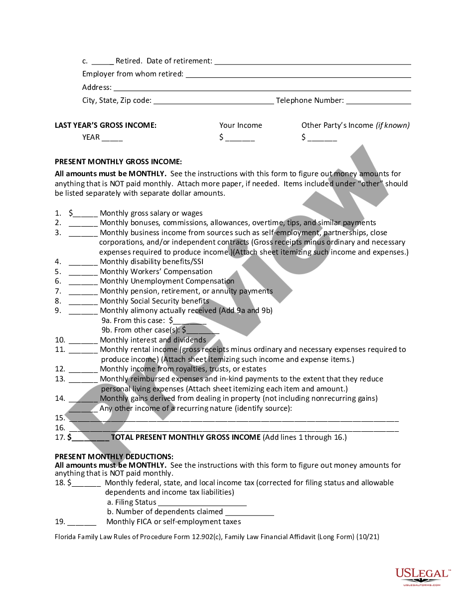 page 4 Family Law Financial Affidavit preview