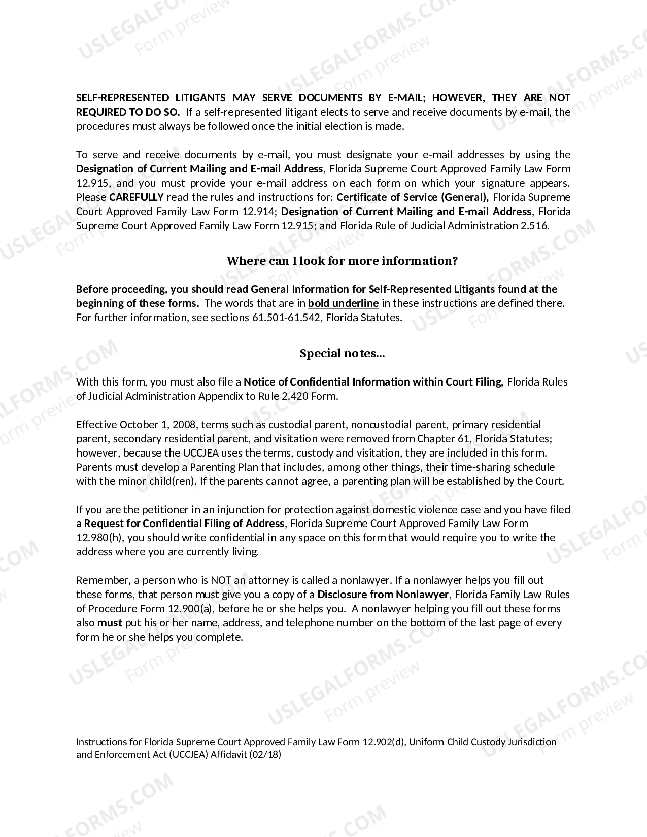 Preview Uniform Child Custody Jurisdiction and Enforcement - UCCJEA - Affidavit
