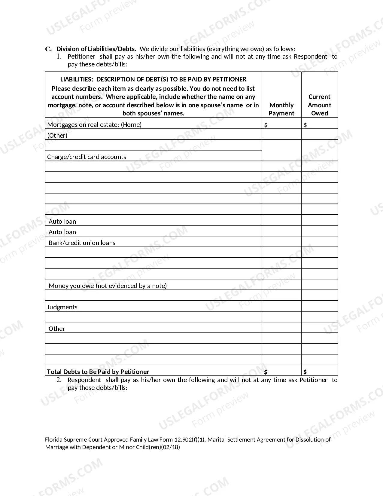 Preview Marital Settlement Agreement for Dissolution of Marriage with Dependent or Minor Children