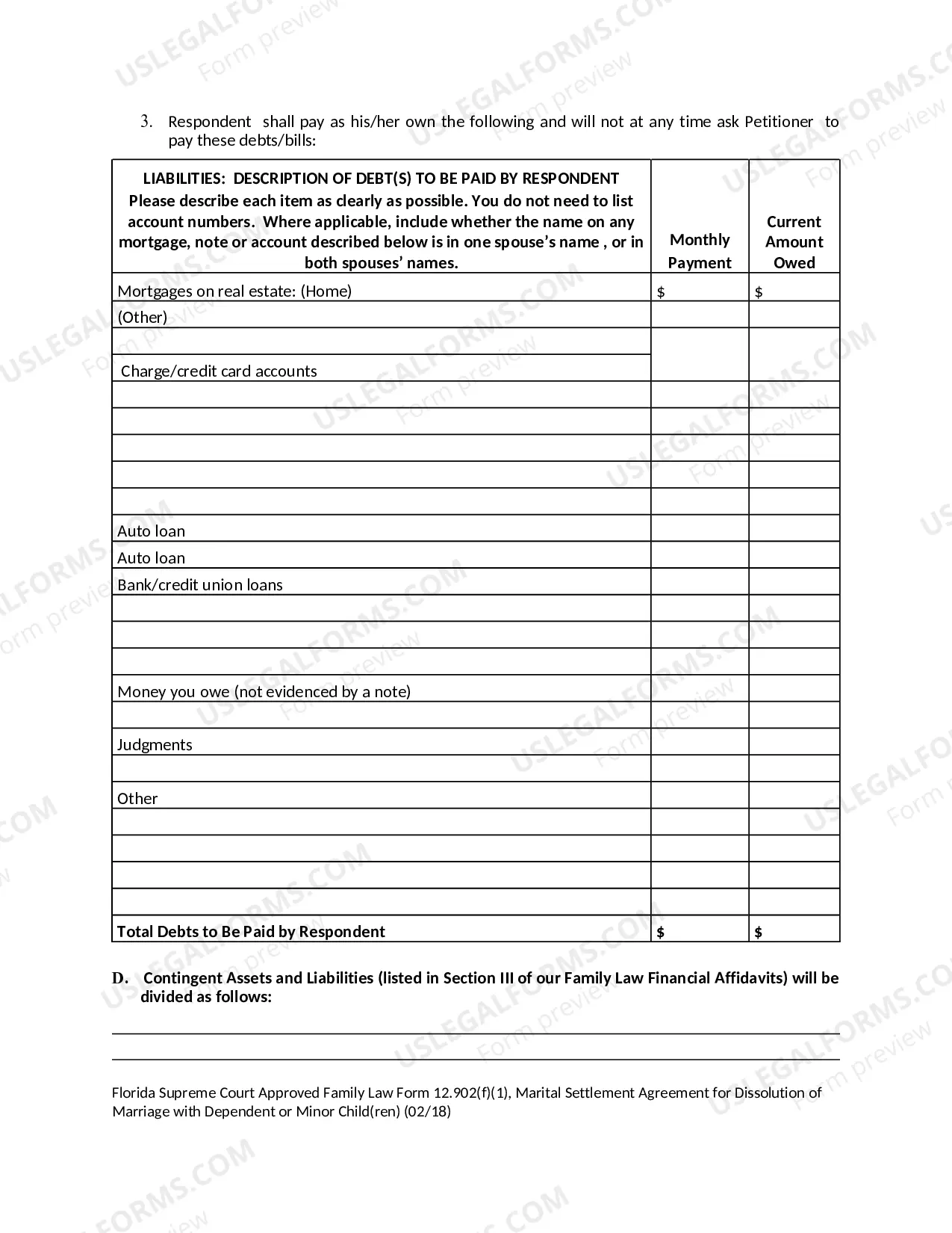 Preview Marital Settlement Agreement for Dissolution of Marriage with Dependent or Minor Children