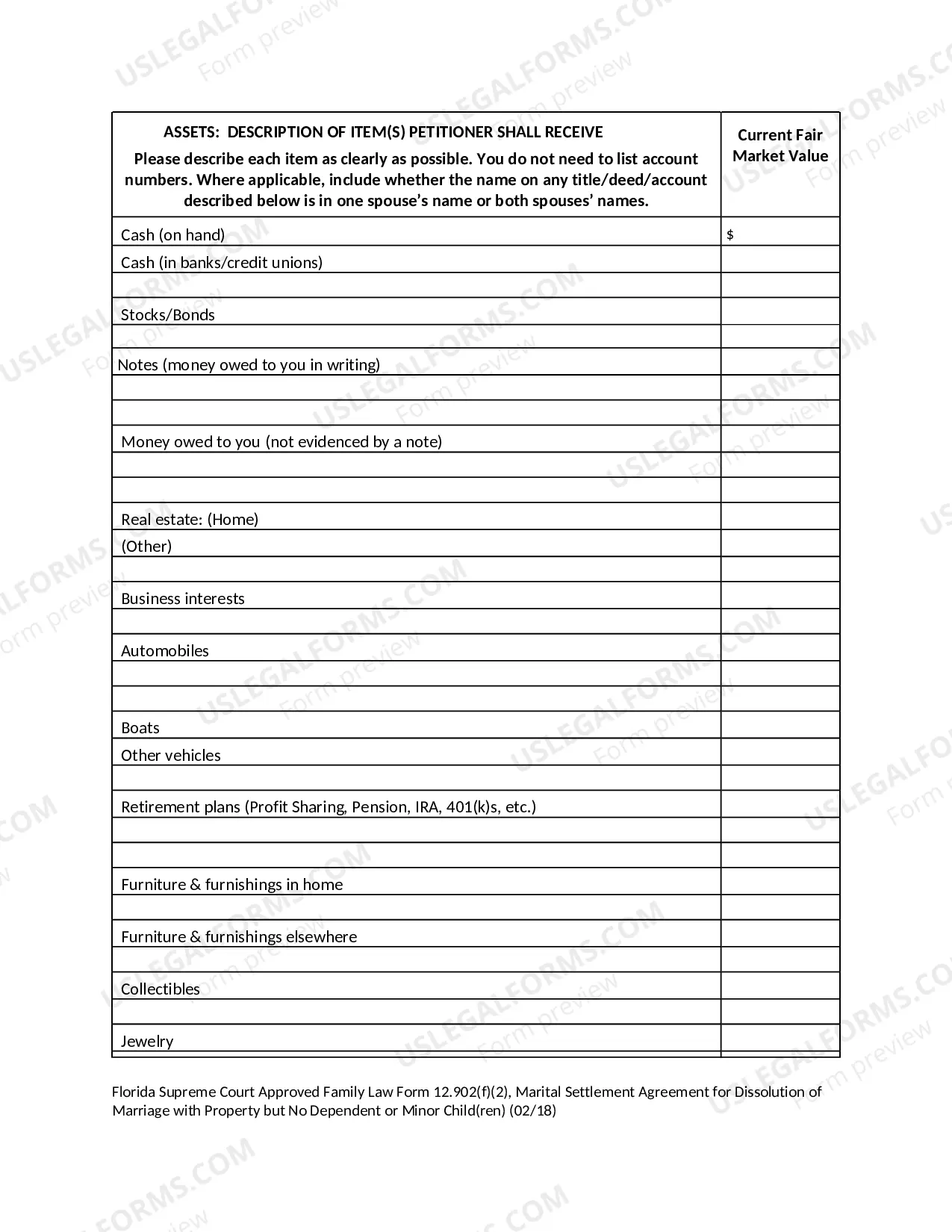Preview Marital Settlement Agreement for Dissolution of Marriage with Property but No Dependent or Minor Children