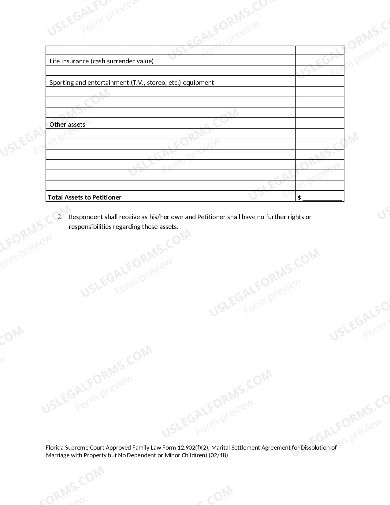 Preview Marital Settlement Agreement for Dissolution of Marriage with Property but No Dependent or Minor Children