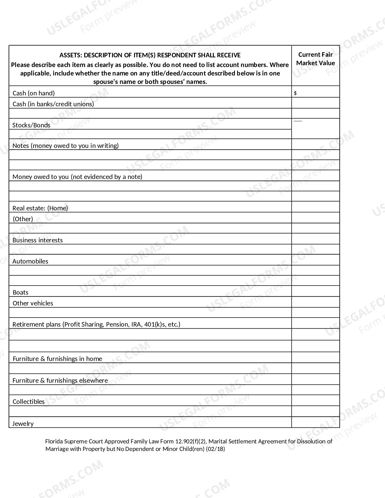 Preview Marital Settlement Agreement for Dissolution of Marriage with Property but No Dependent or Minor Children