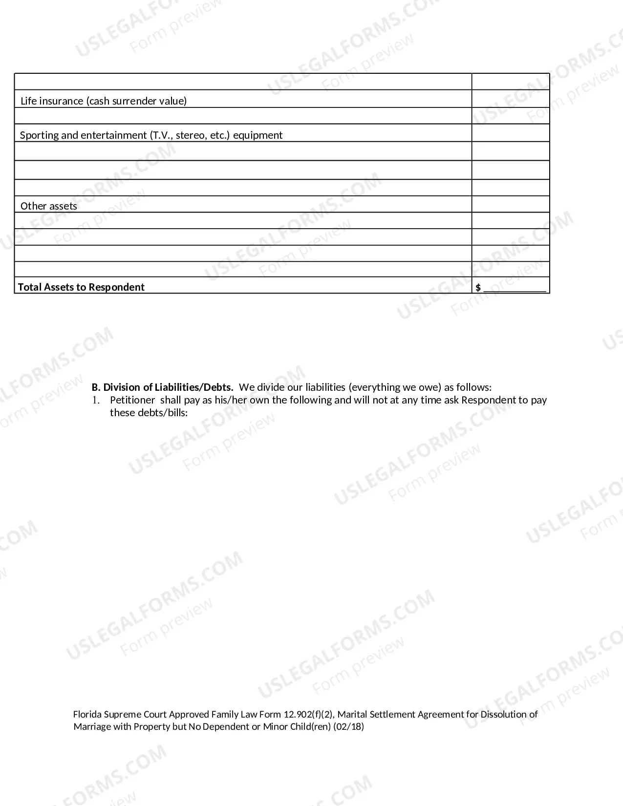 Preview Marital Settlement Agreement for Dissolution of Marriage with Property but No Dependent or Minor Children