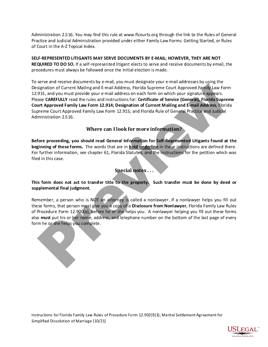 page 1 Marital Settlement Agreement for Simplified Dissolution of Marriage preview