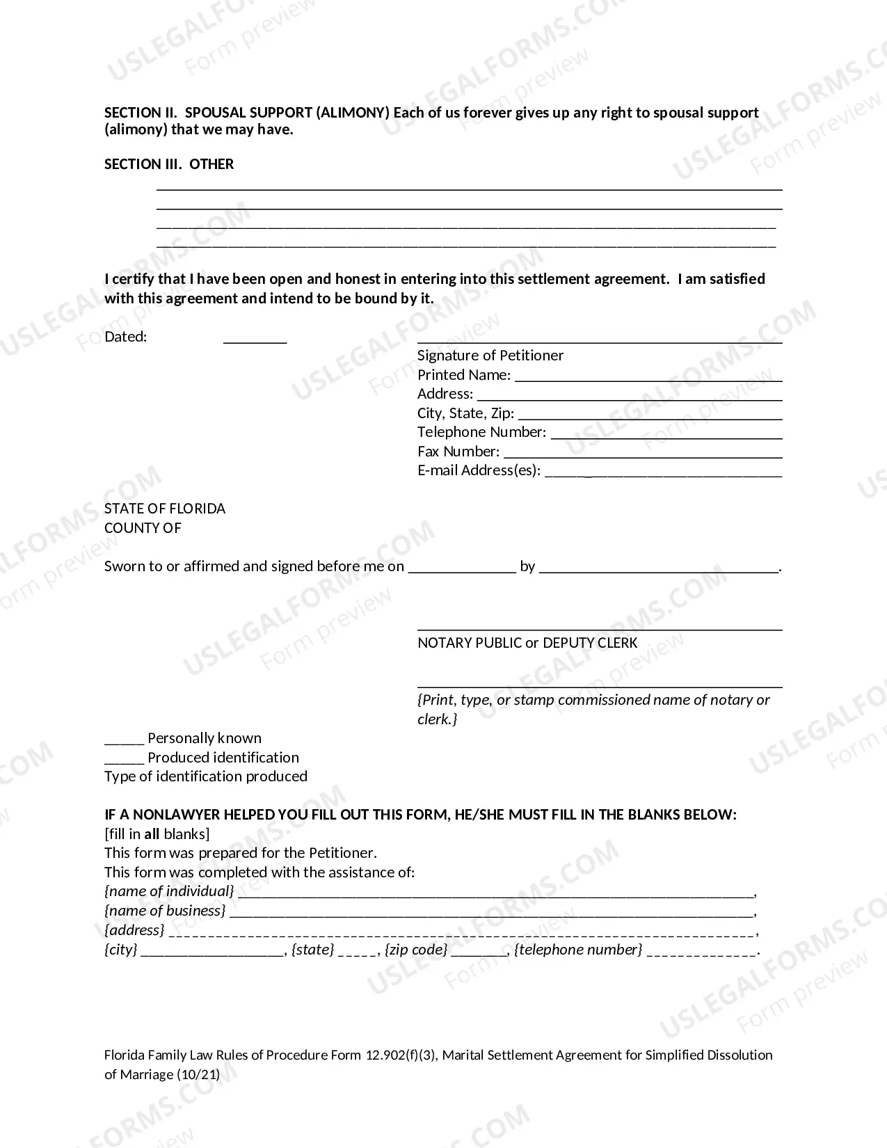 Preview Marital Settlement Agreement for Simplified Dissolution of Marriage