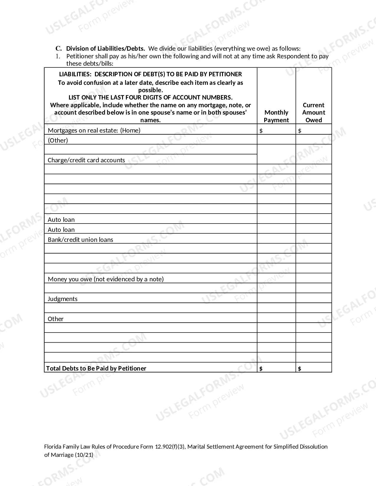 Preview Marital Settlement Agreement for Simplified Dissolution of Marriage