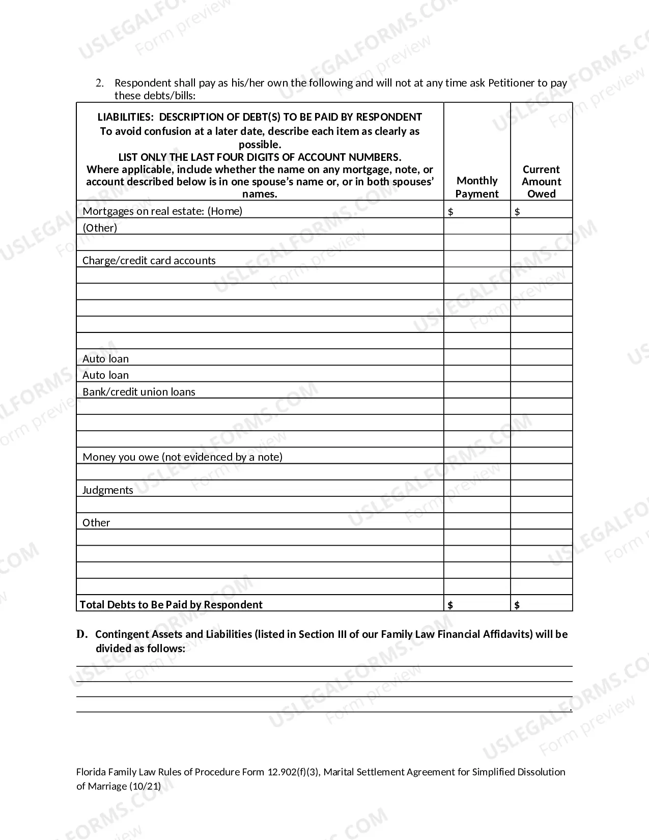Preview Marital Settlement Agreement for Simplified Dissolution of Marriage
