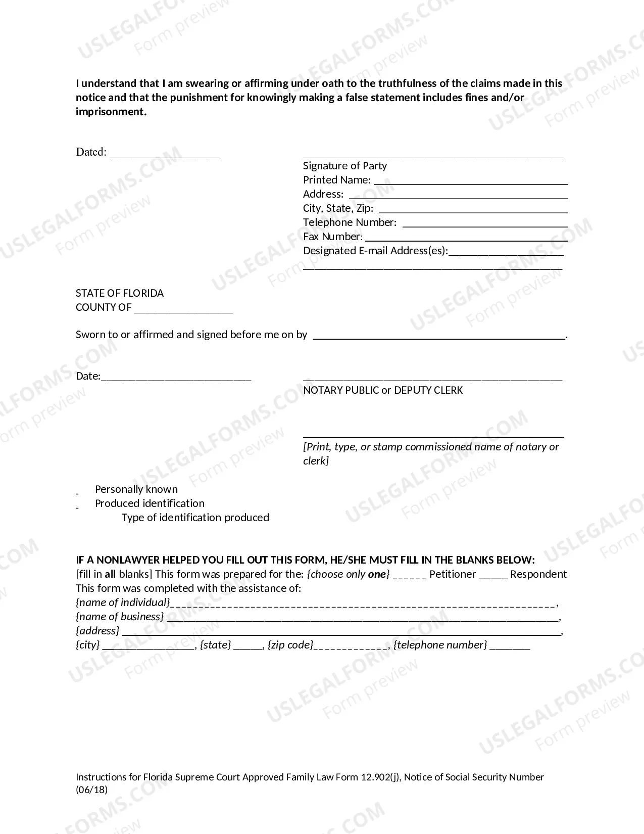 Preview Notice of Social Security Number
