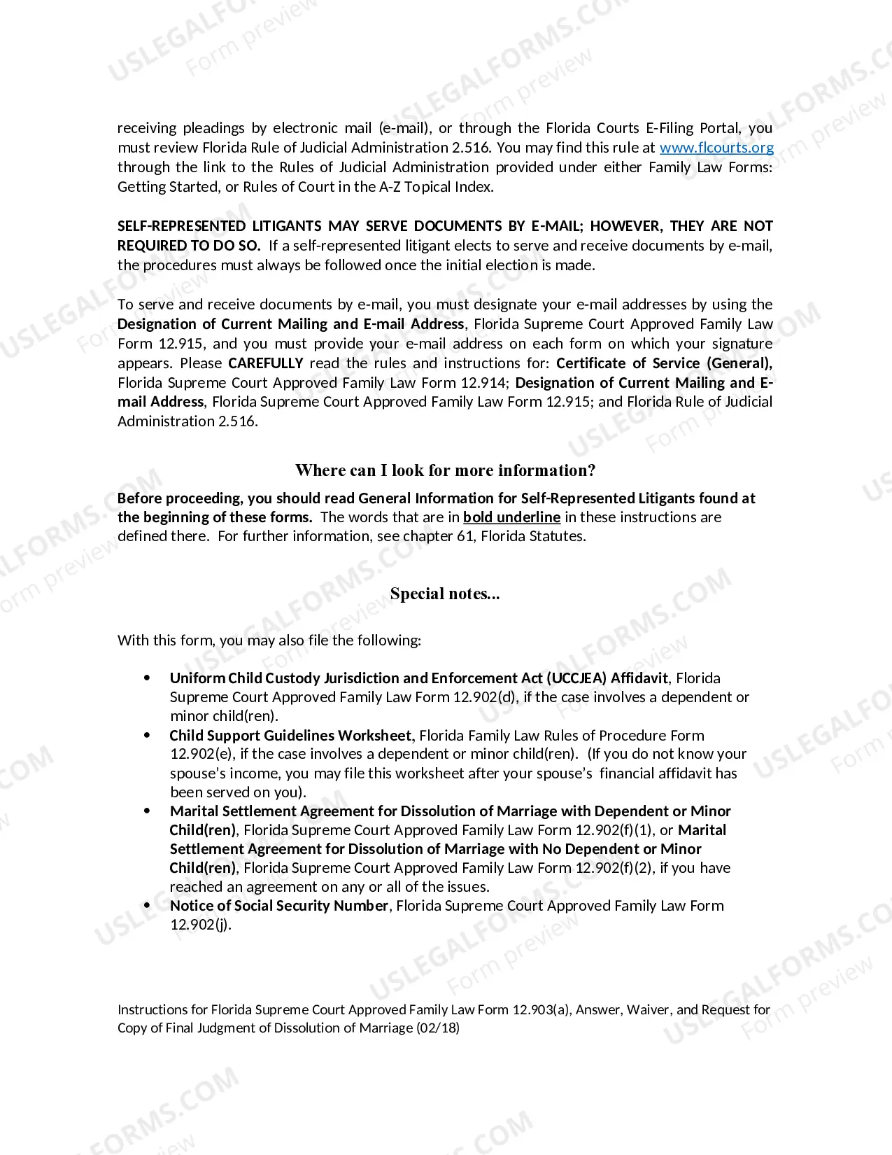 Preview Answer, Waiver, and Request for Copy of Final Judgment of Dissolution of Marriage