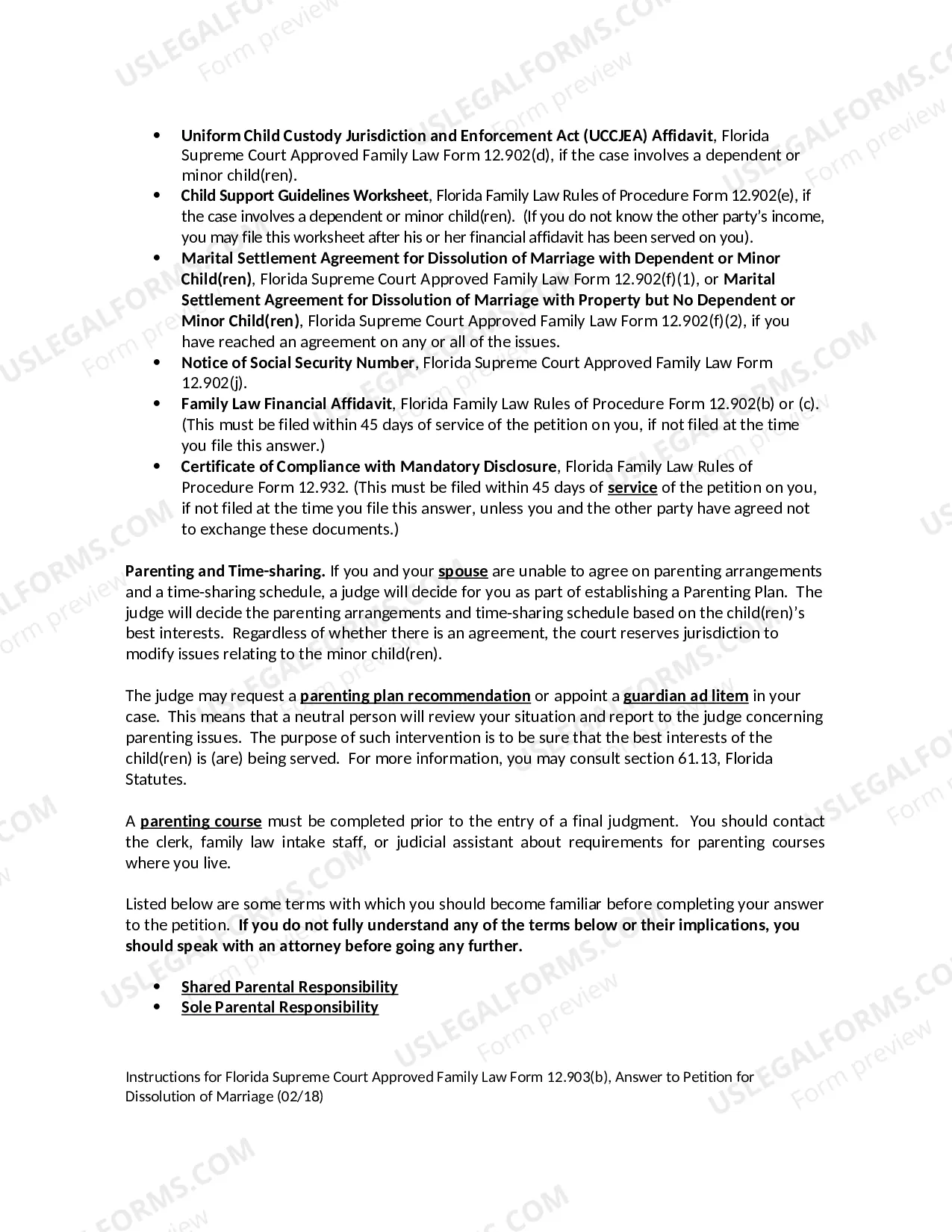 Preview Answer to Petition for Dissolution of Marriage