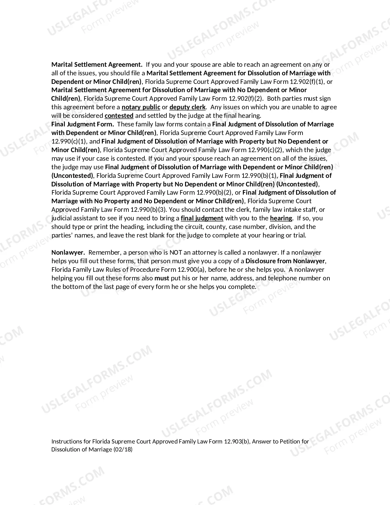 Preview Answer to Petition for Dissolution of Marriage