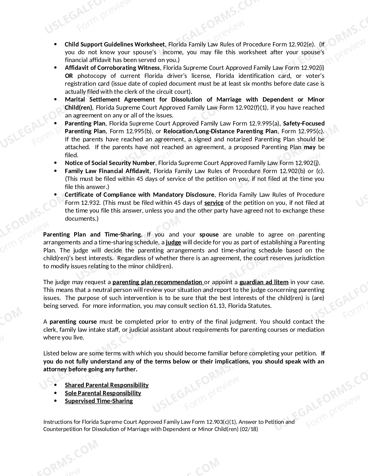 Preview Answer to Petition and Counterpetition for Dissolution of Marriage with Dependent or Minor Children