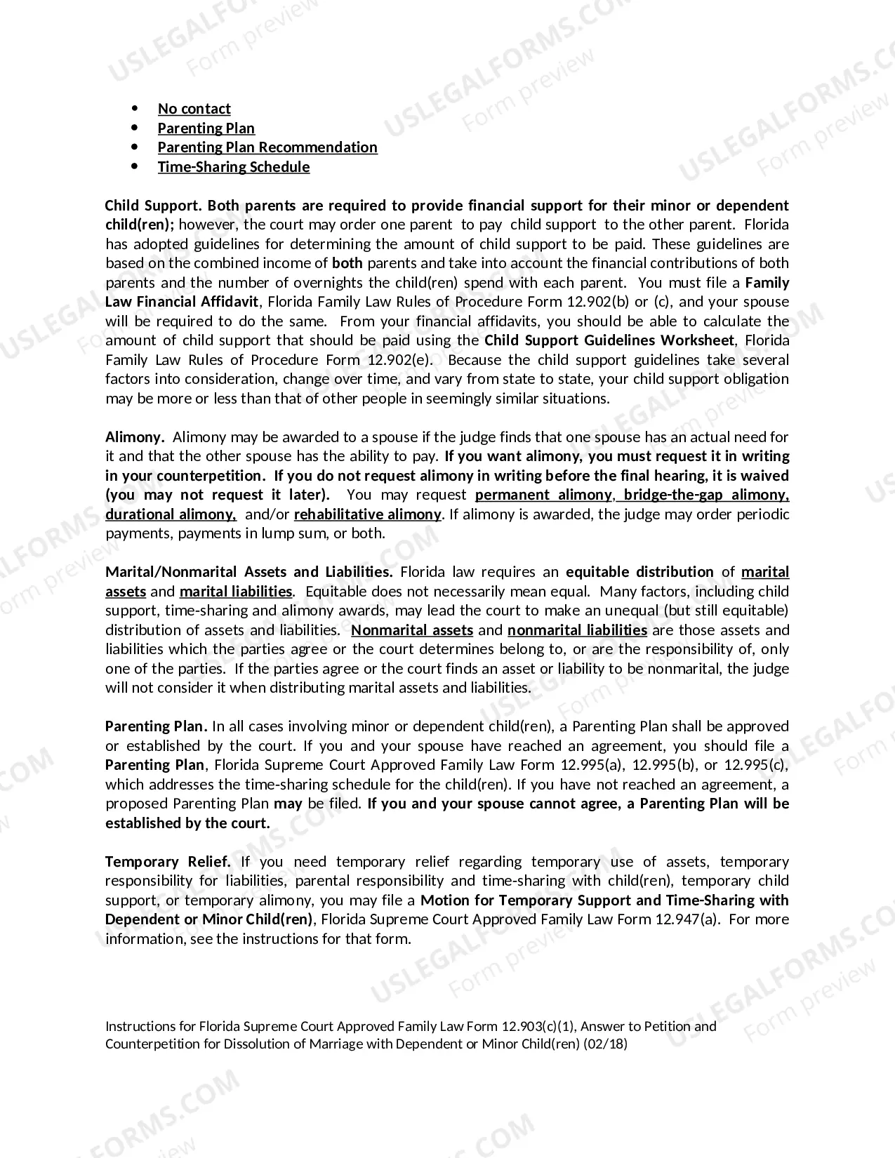 Preview Answer to Petition and Counterpetition for Dissolution of Marriage with Dependent or Minor Children