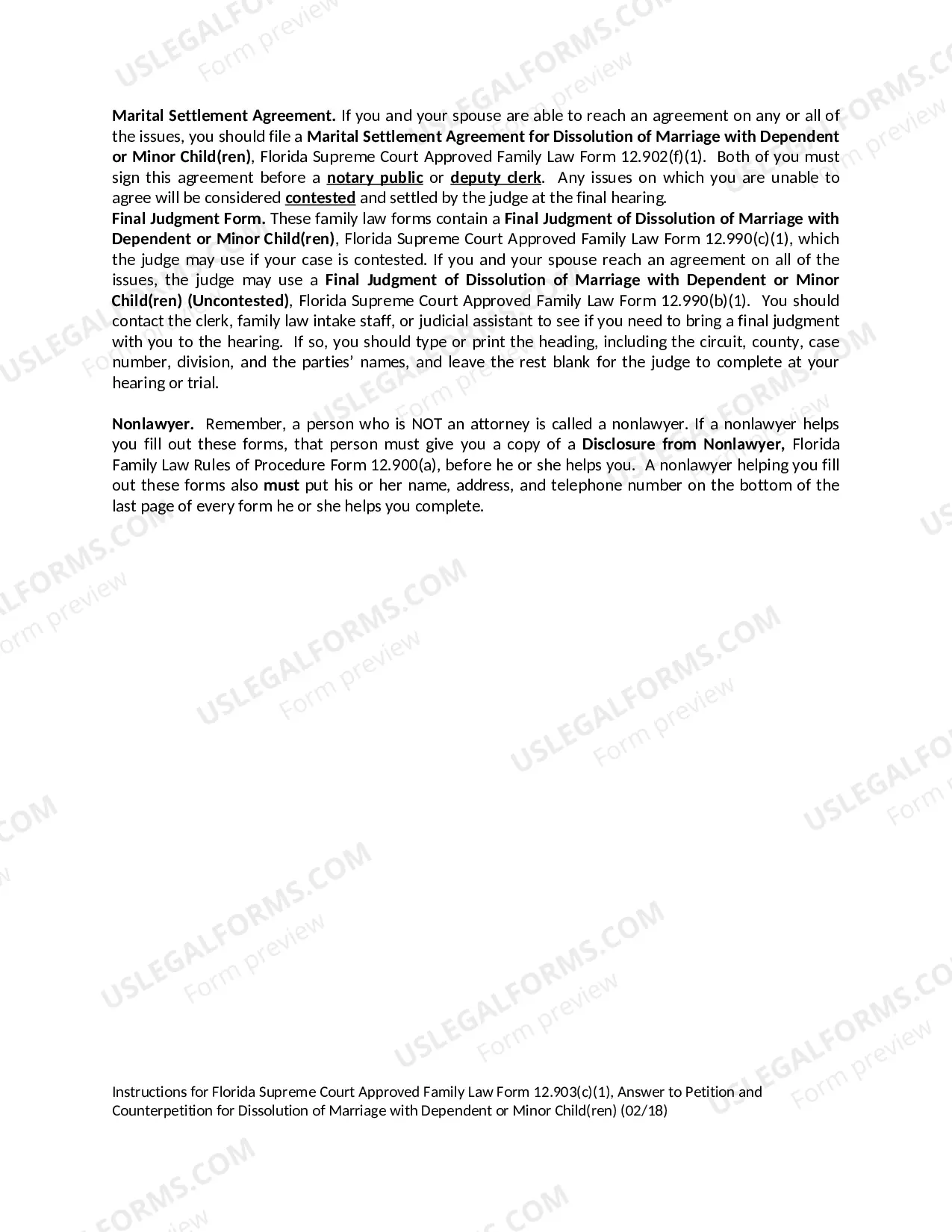 Preview Answer to Petition and Counterpetition for Dissolution of Marriage with Dependent or Minor Children