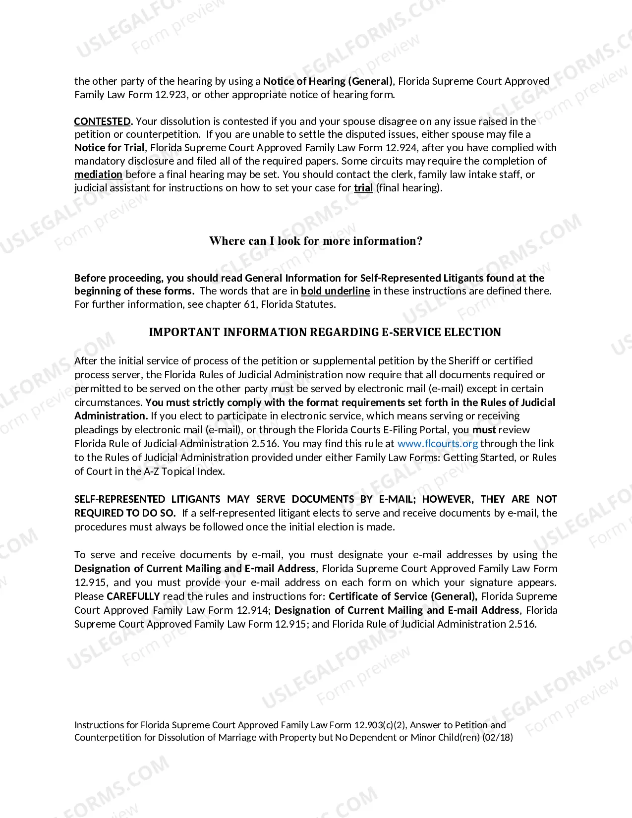 Preview Answer to Petition and Counterpetition for Dissolution of Marriage with Property but No Dependent or Minor Children
