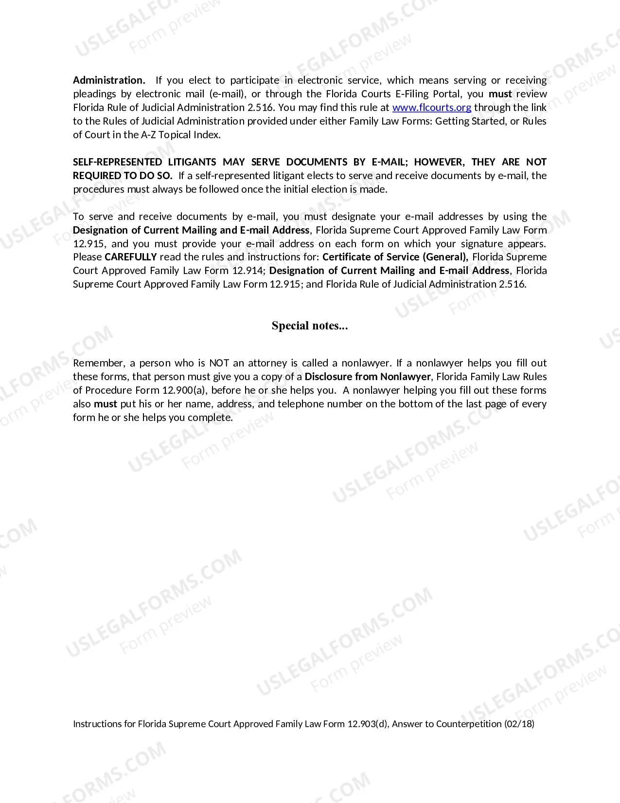 Preview Answer to Counterpetition