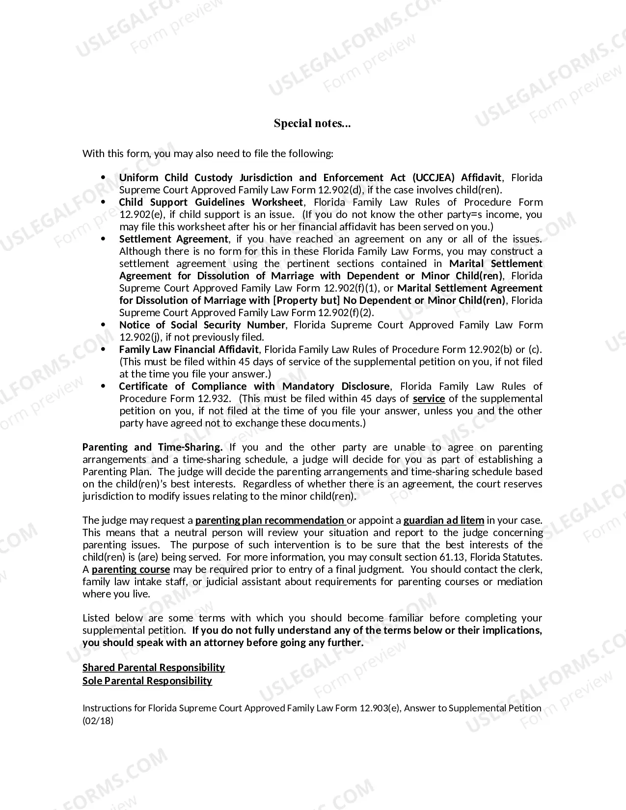 Preview Answer to Supplemental Petition