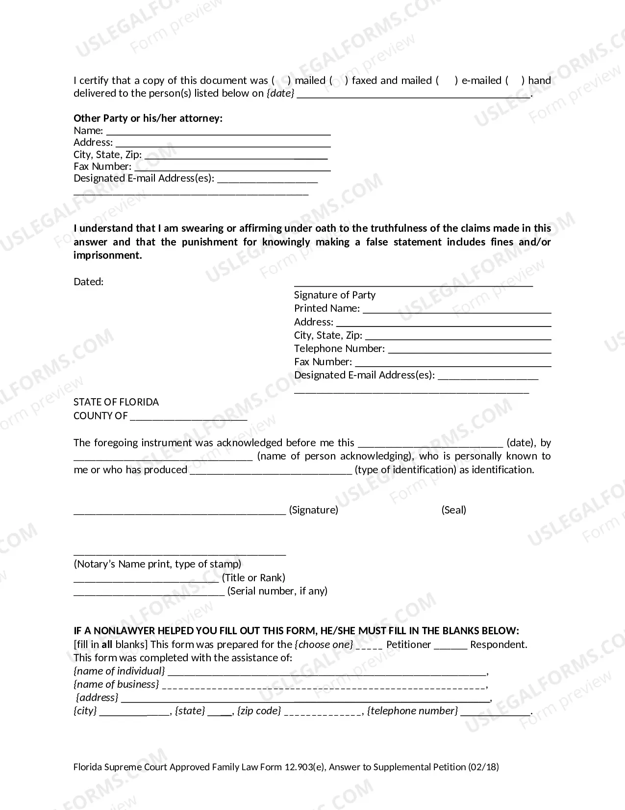 Preview Answer to Supplemental Petition