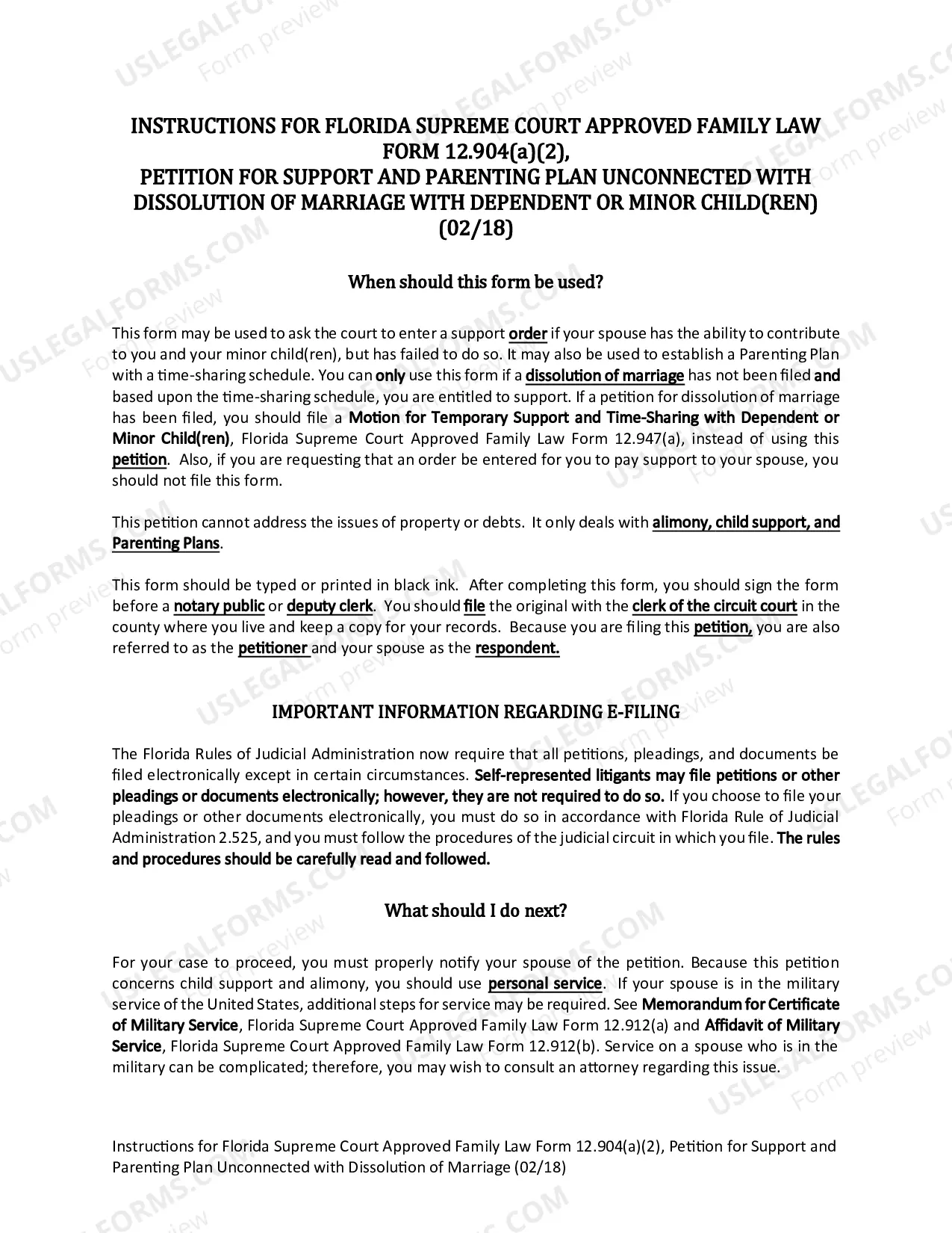 Preview Petition for Support and Parenting Plan Unconnected with Dissolution of Marriage with Dependent or Minor Child(ren)