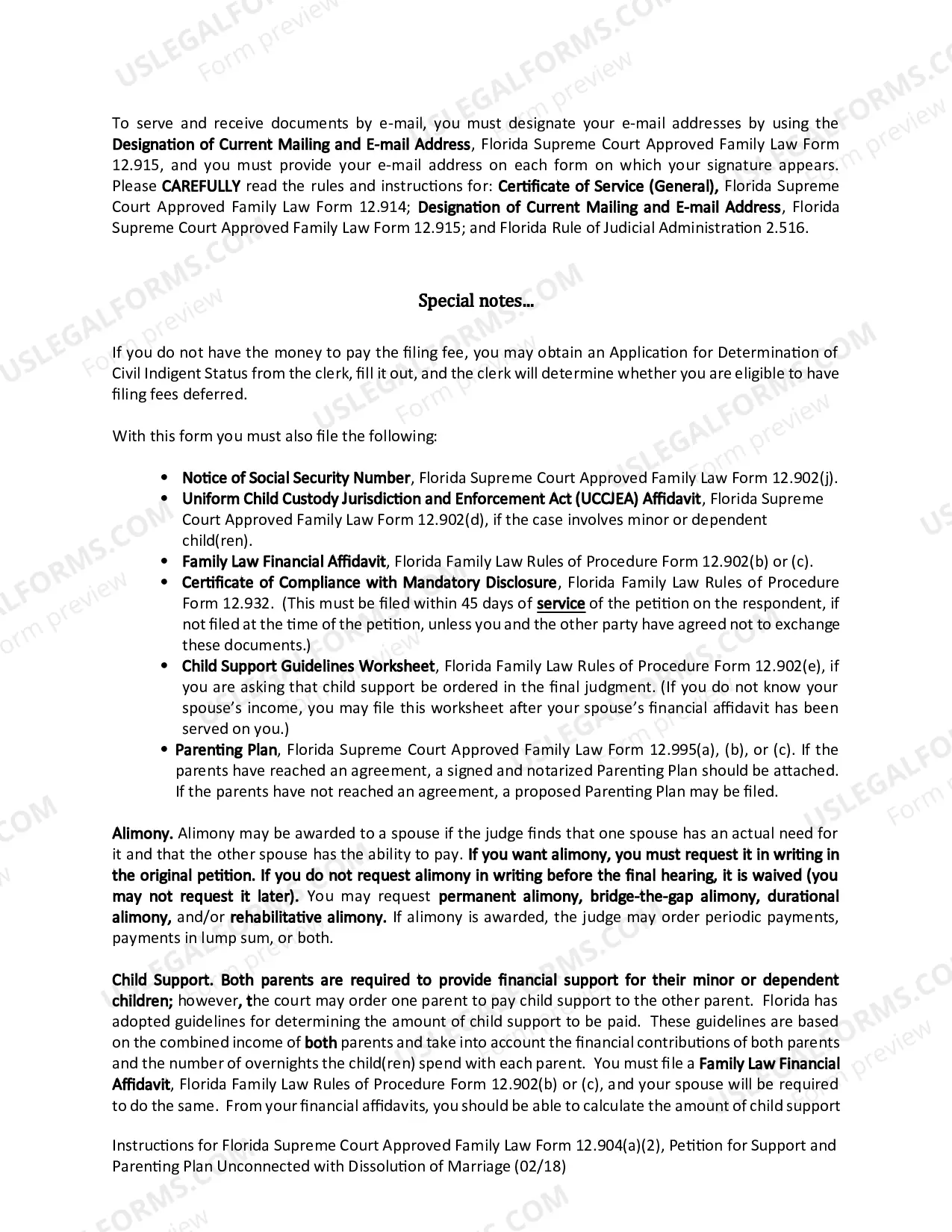 Preview Petition for Support and Parenting Plan Unconnected with Dissolution of Marriage with Dependent or Minor Child(ren)