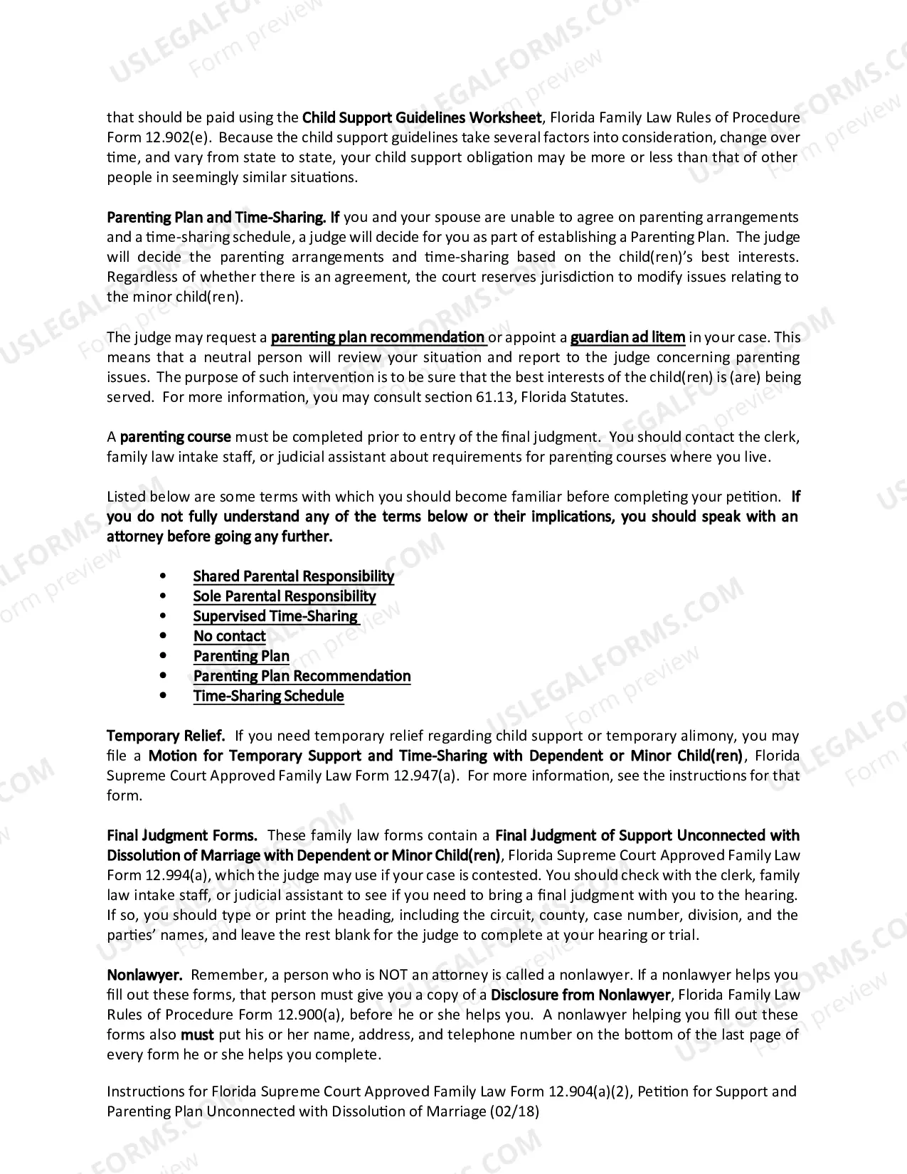 Preview Petition for Support and Parenting Plan Unconnected with Dissolution of Marriage with Dependent or Minor Child(ren)