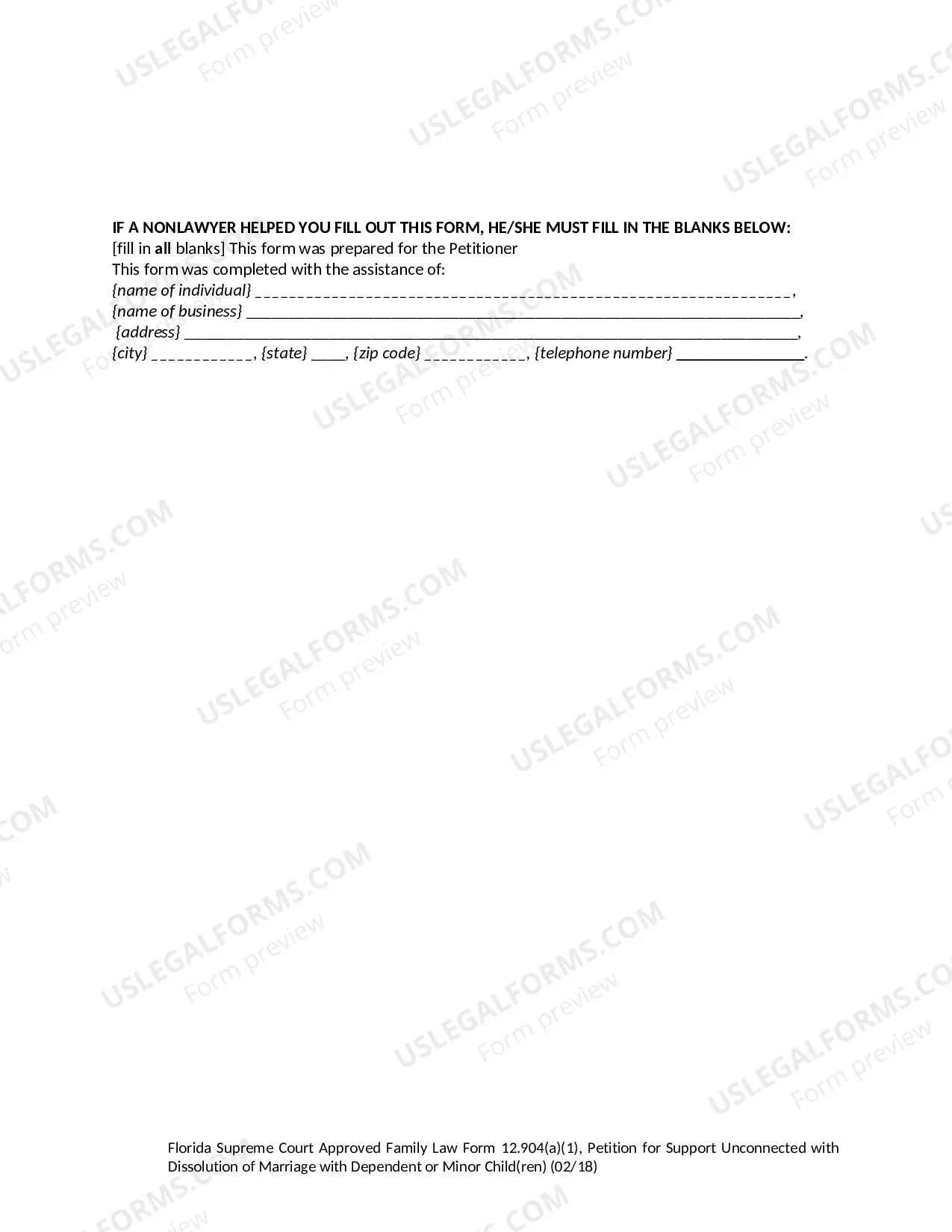 Preview Petition for Support Unconnected with Dissolution of Marriage with Dependent or Minor Children
